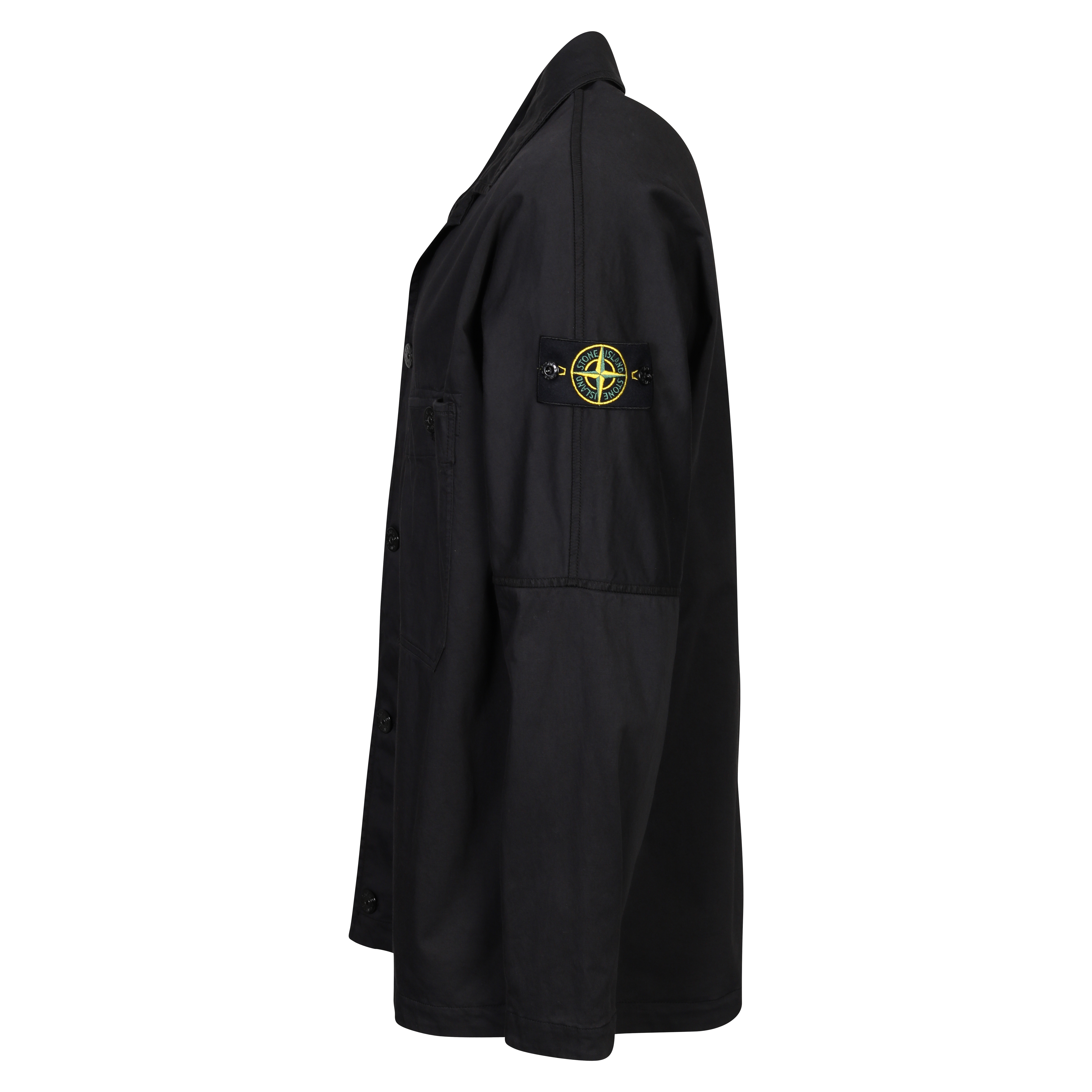 Stone Island Oversized Cotton Overshirt in Washed Black