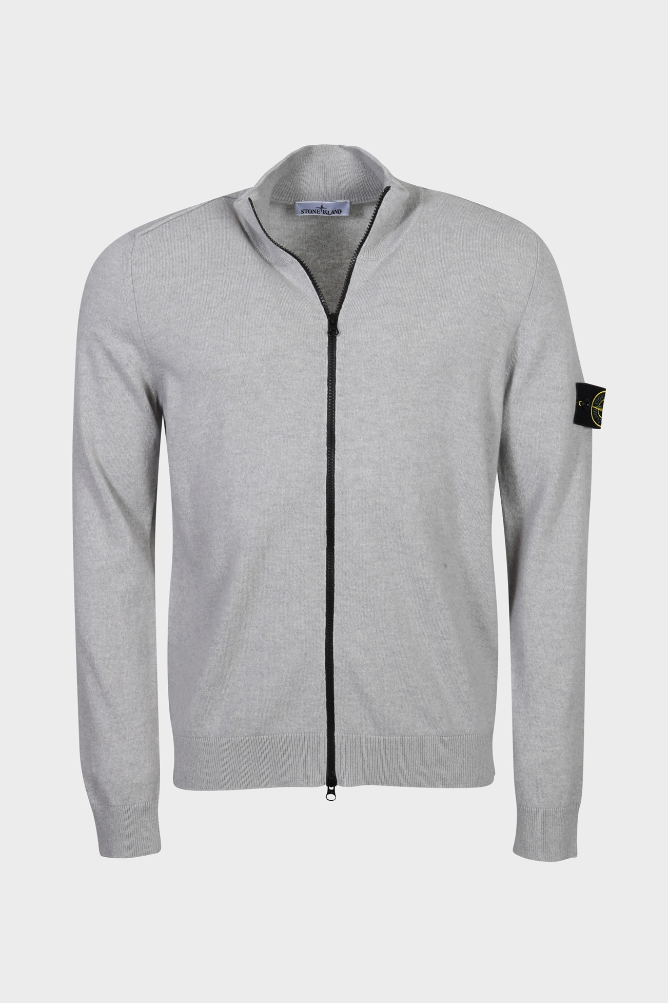 STONE ISLAND Light Knit Jacket in Light Grey Melange