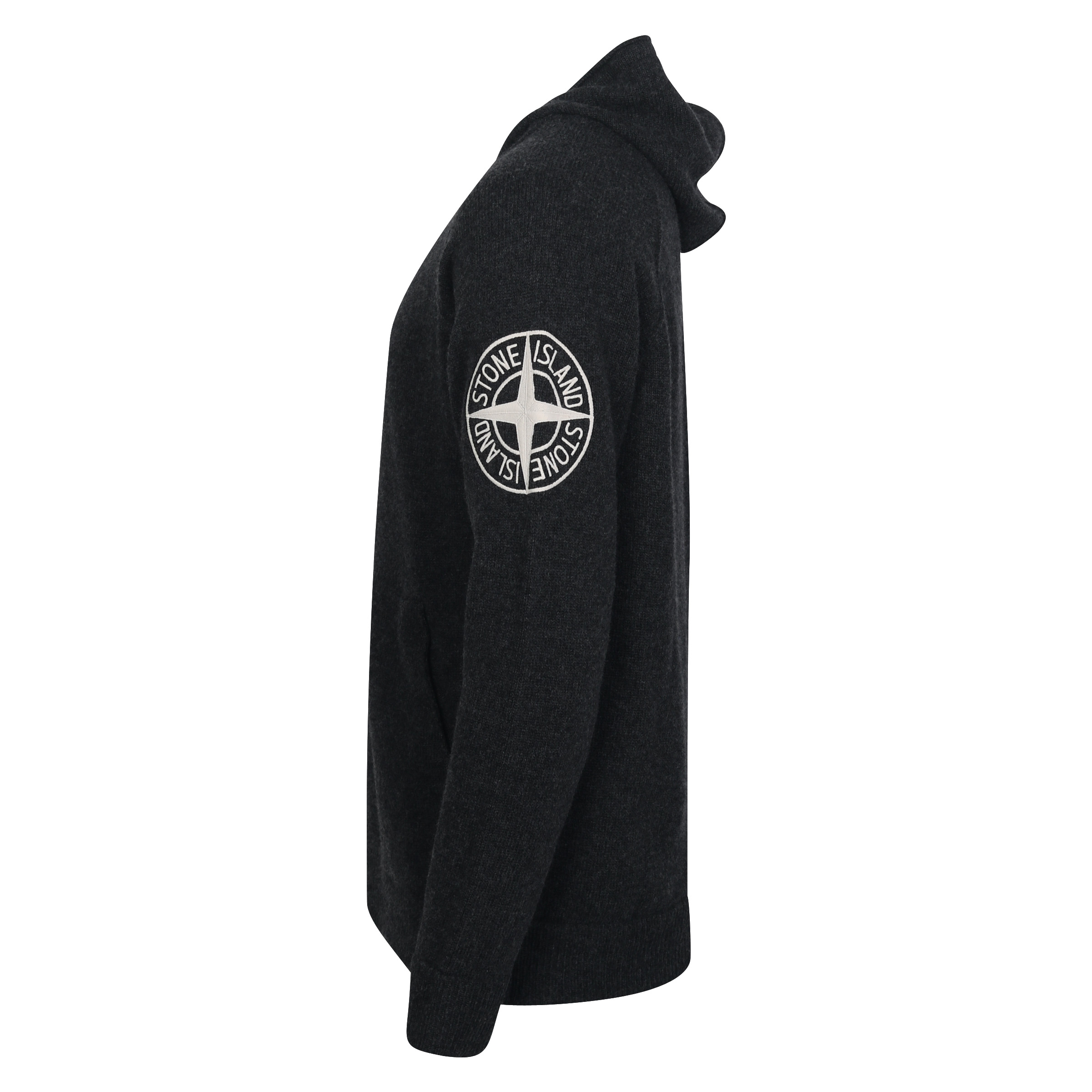 Stone Island Knit Hoodie in Dark Grey Melange