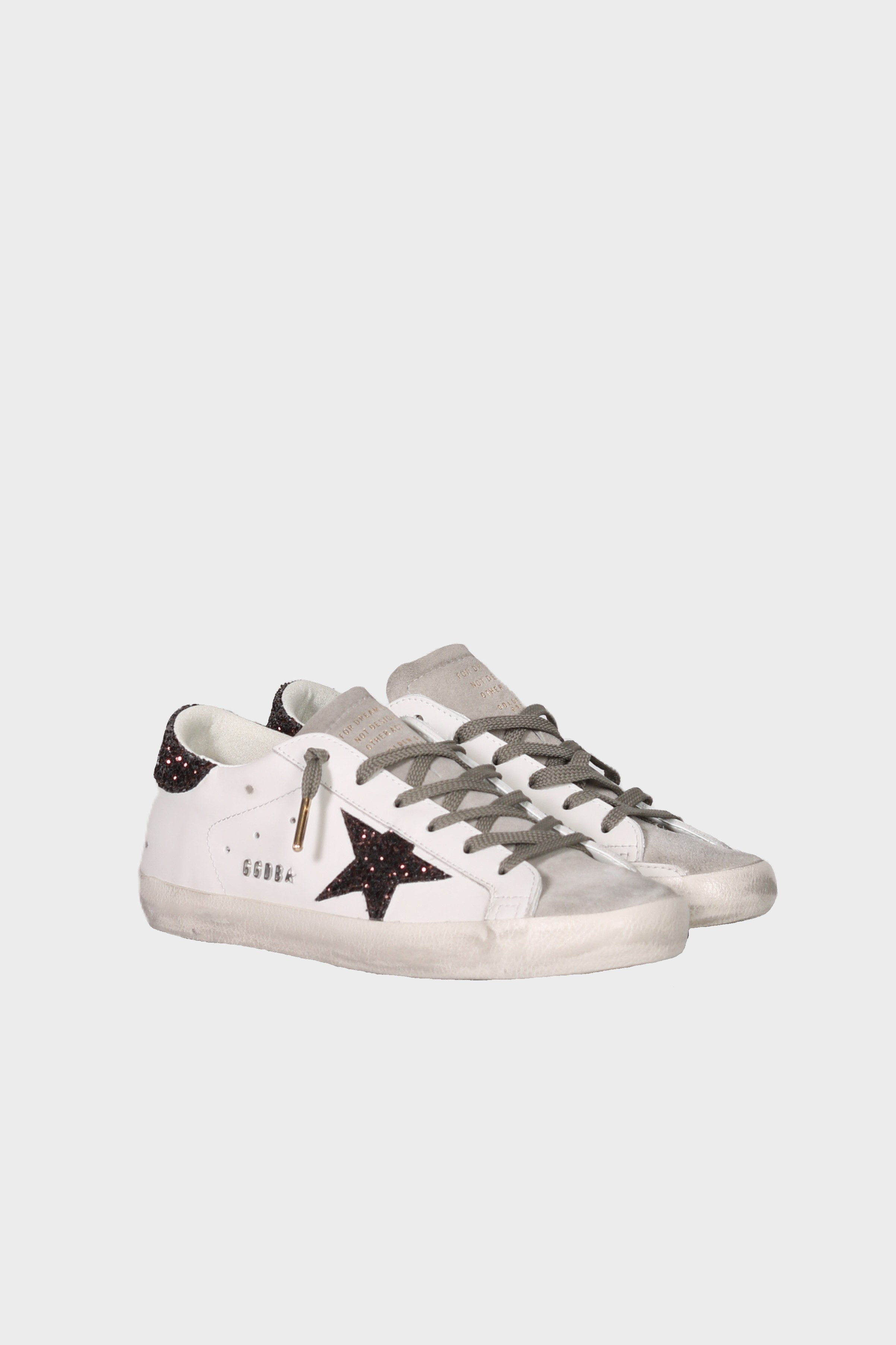 GOLDEN GOOSE Super-Star White/Brown Glitter
