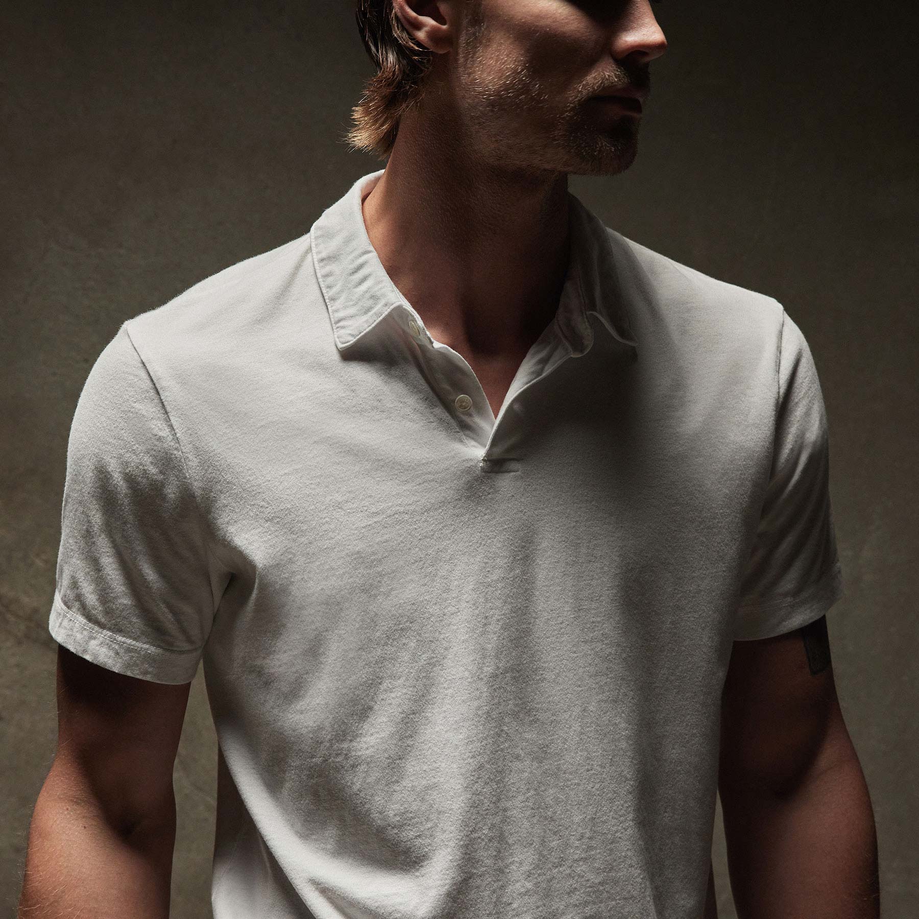 JAMES PERSE Revised Standard Polo in White 2XL