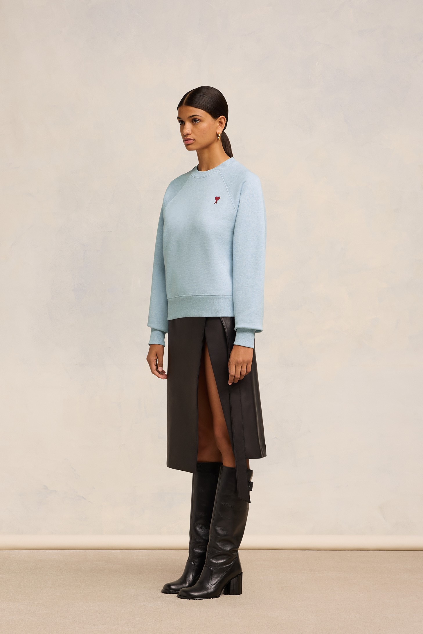 AMI PARIS de Coeur Sweatshirt in Heather Blue M