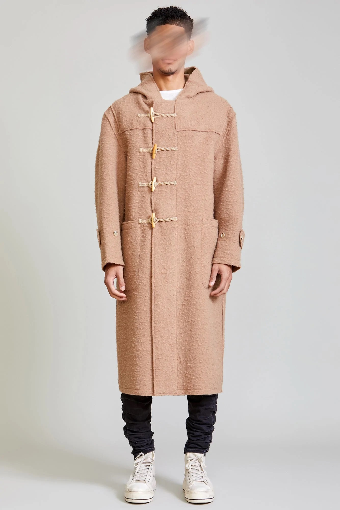 R13 Raw Edge Toggle Coat in Camel