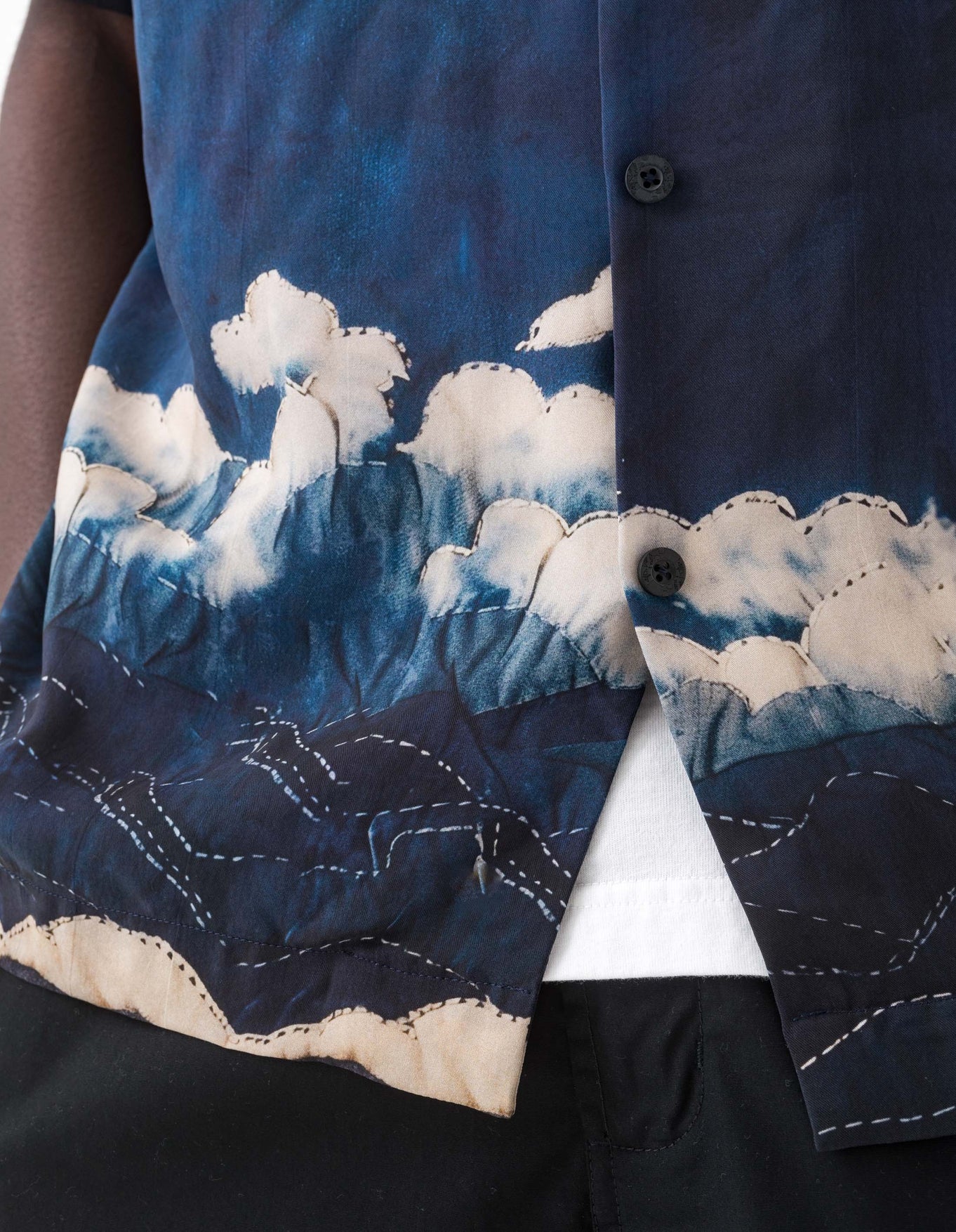 MAHARISHI 6230 Boro Crane Camp Collar Shirt in Indigo