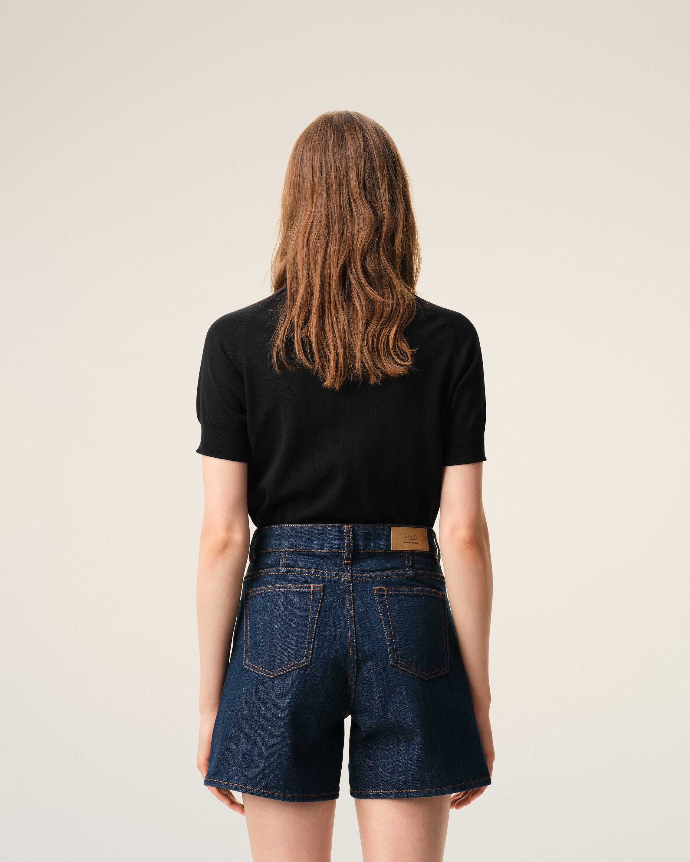 AMI PARIS de Coeur Extrafine Short Sleeve Knit Cardigan in Black