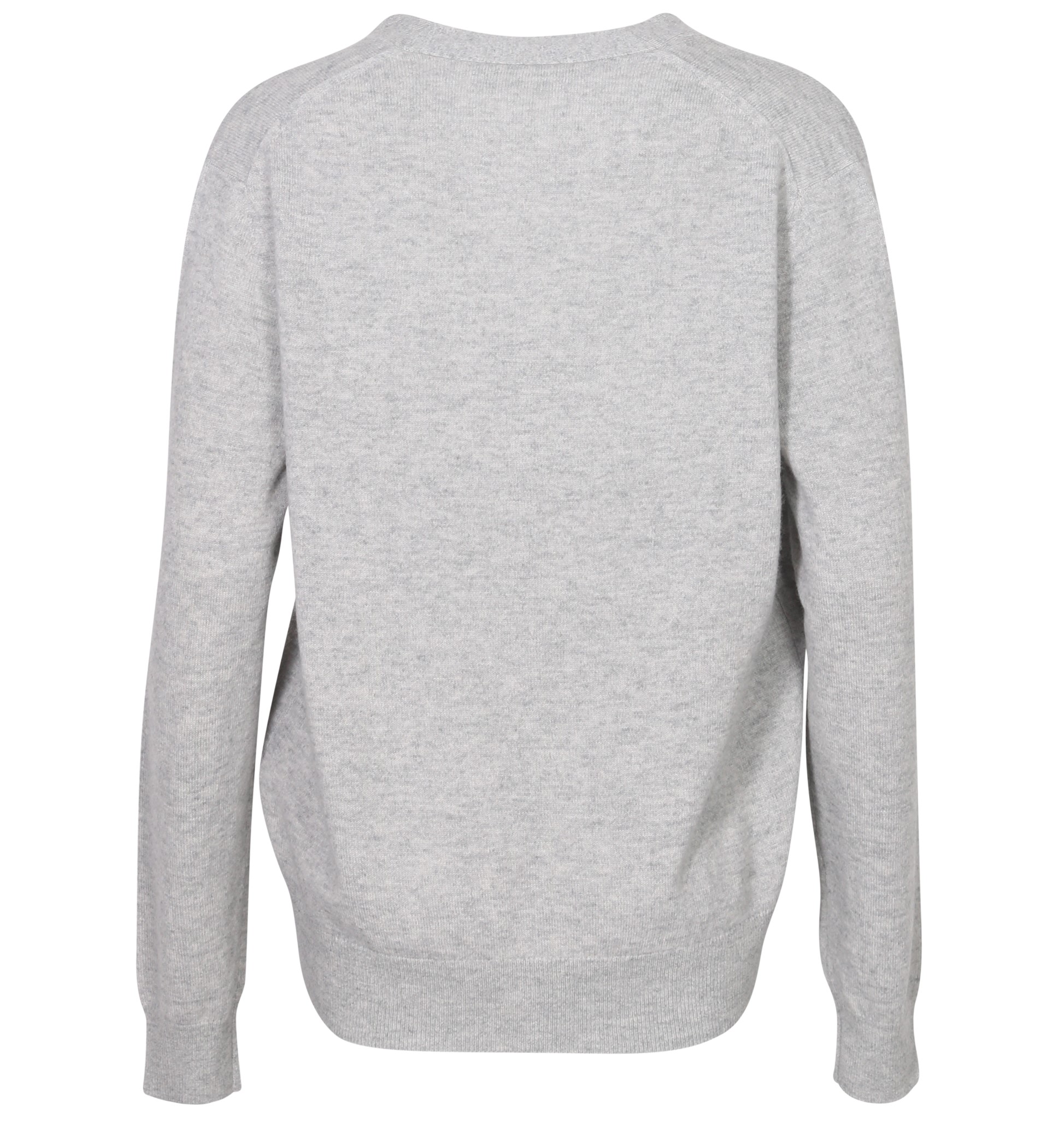 ACNE STUDIOS Face Knit Cardigan in Light Grey Melange XL
