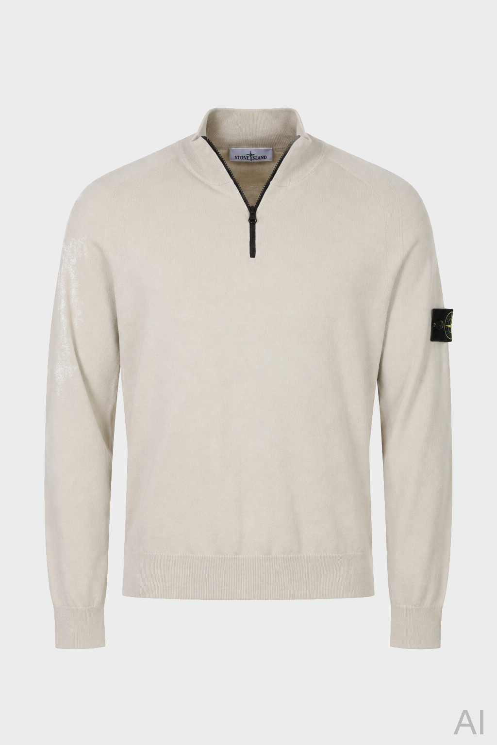 STONE ISLAND Light Knit Half Zip Pullover in Stone XXL