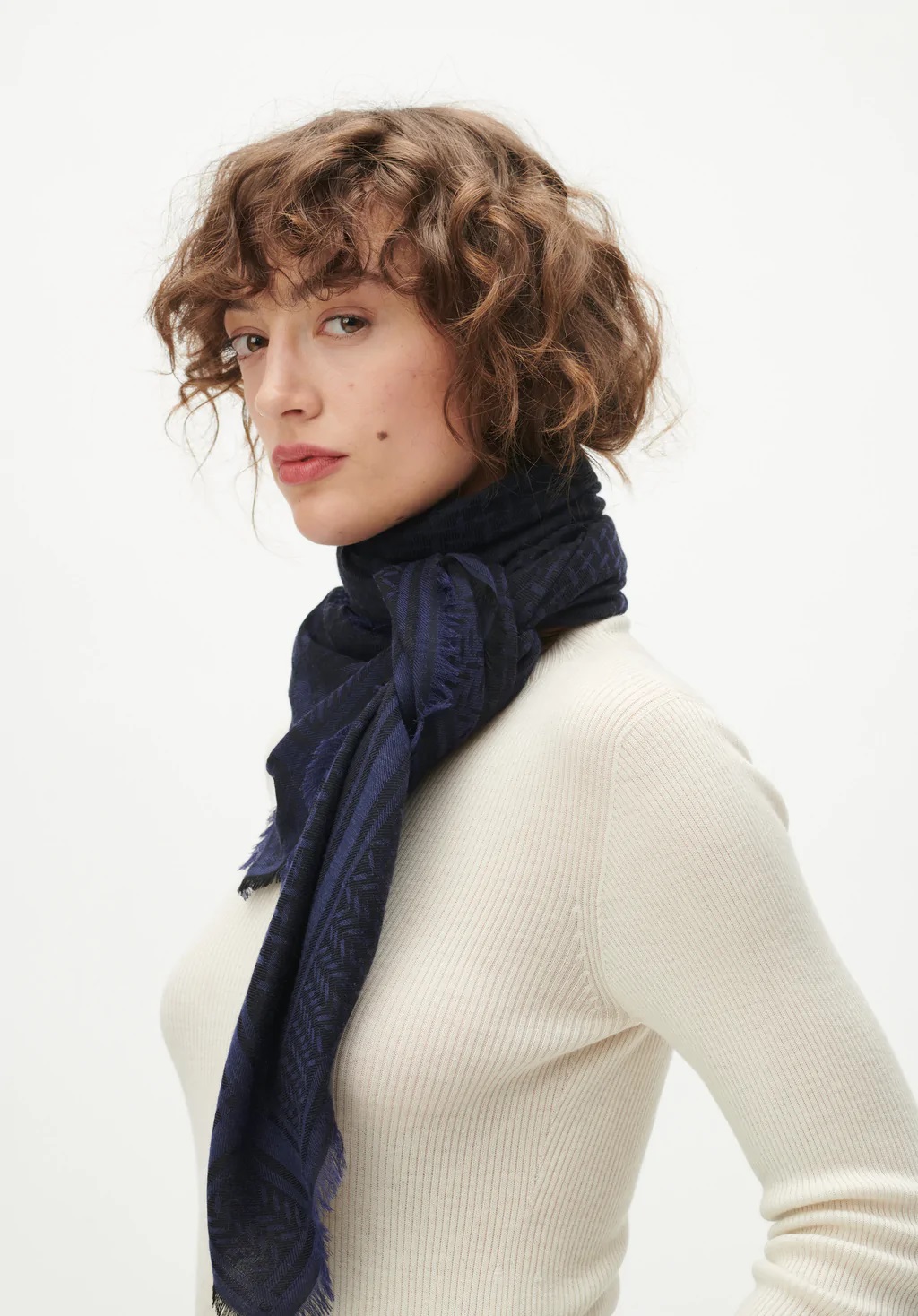 Lala Berlin Triangle Scarf Aeryn Blue Black Heritage