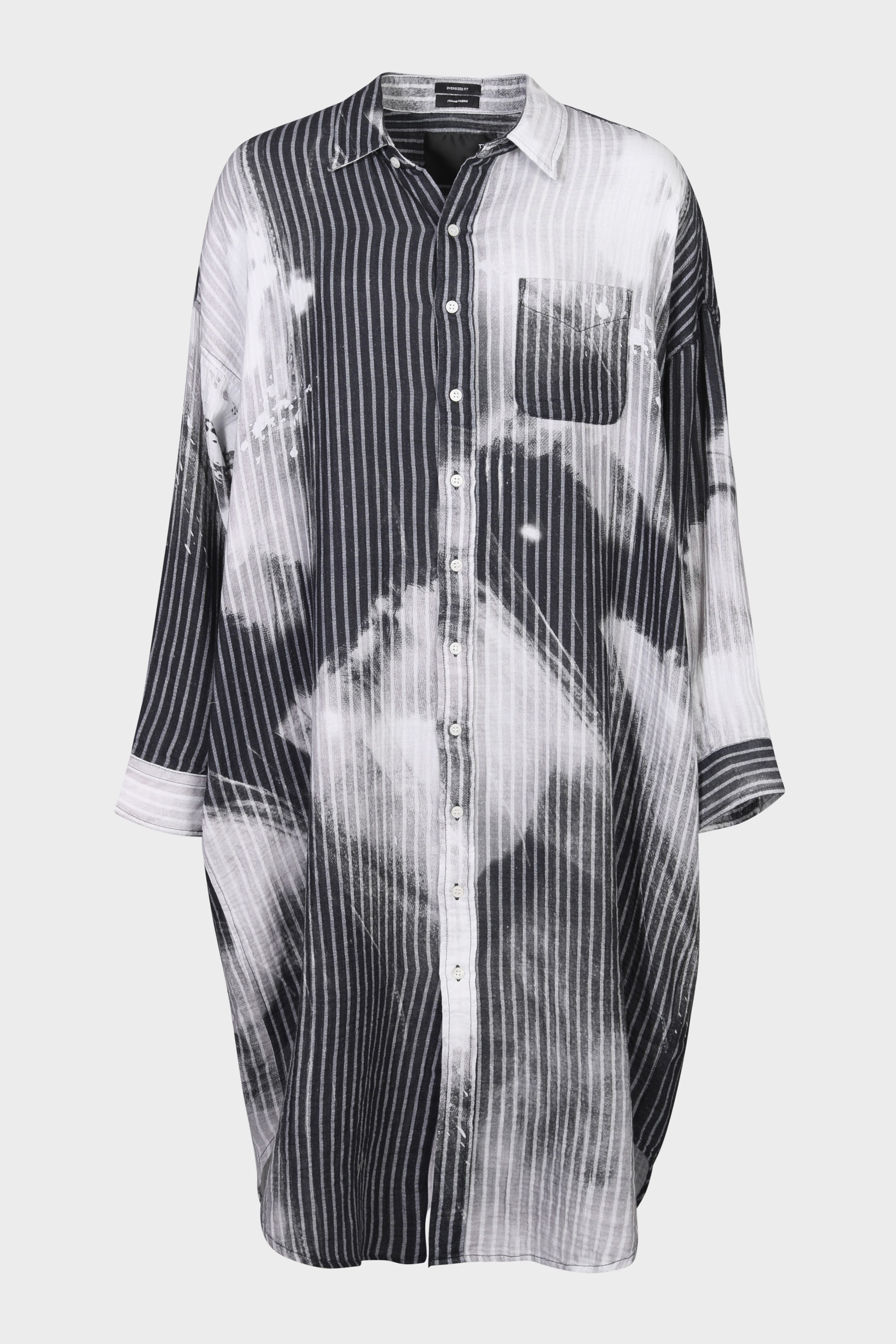 R13 Jumbo Shirtdress in Bleached Black Stripes