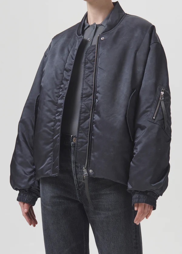 AGOLDE Nisa Bomber Jacket in Slategrey XS