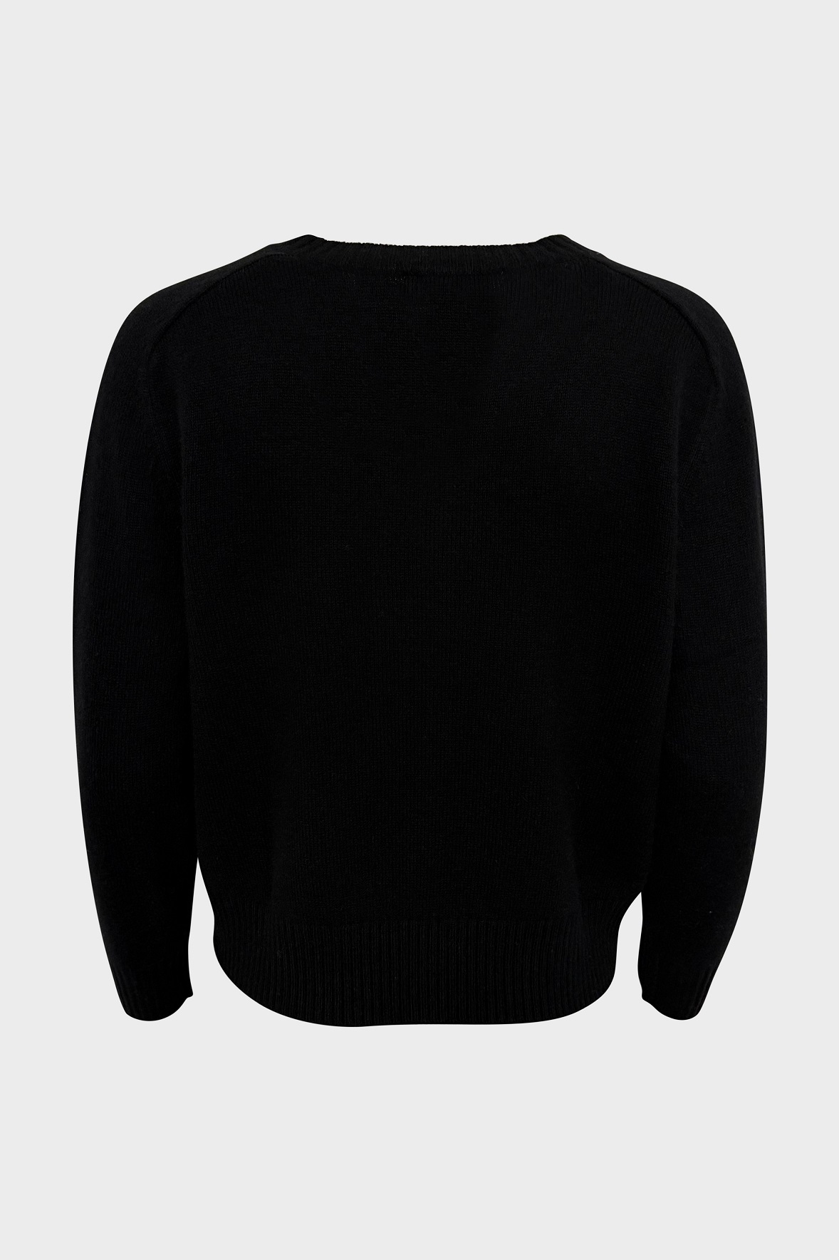 FLONA Cropped V-Neck Cashmere Sweater in Black