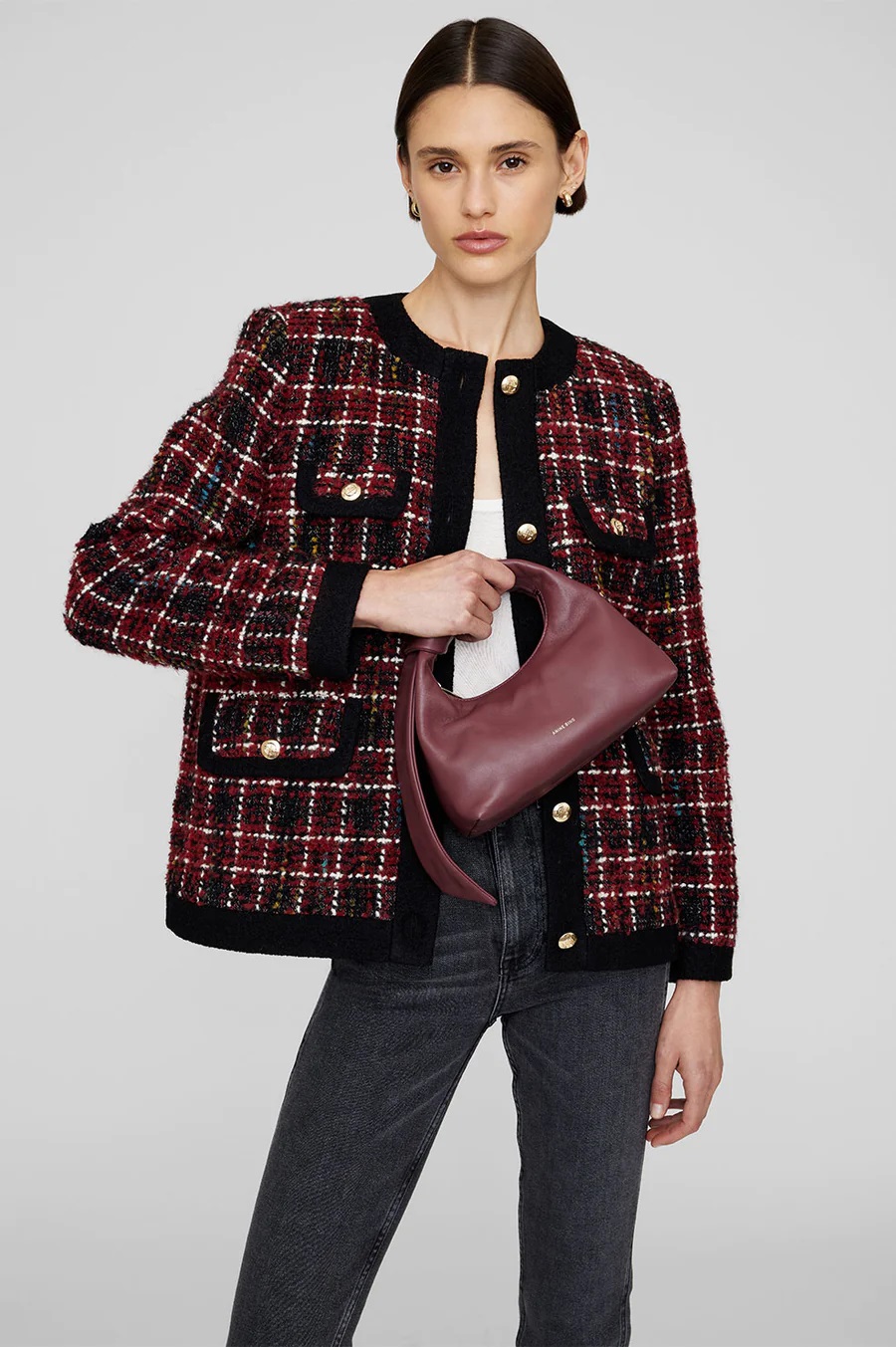 ANINE BING Mini Grace Bag in Dark Cherry