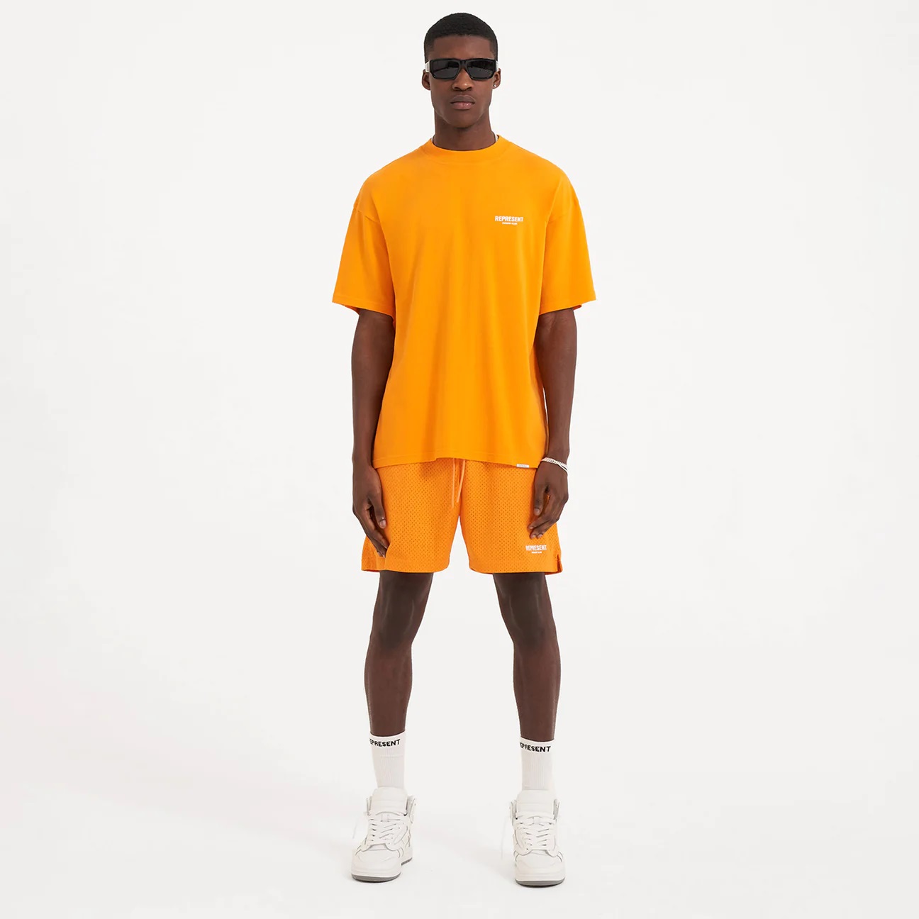 REPRESENT Owners Club Mesh Short in Neon Orange XL