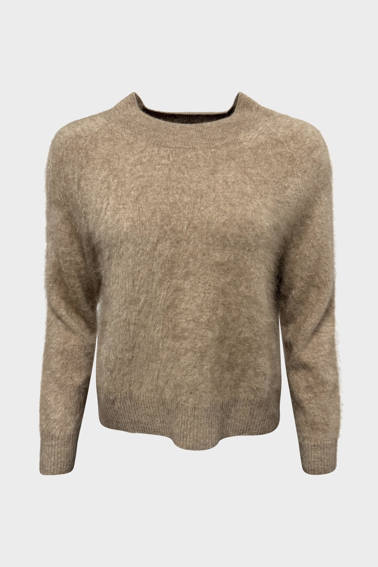 FLONA Cropped Brushed Cashmere Sweater in Beige