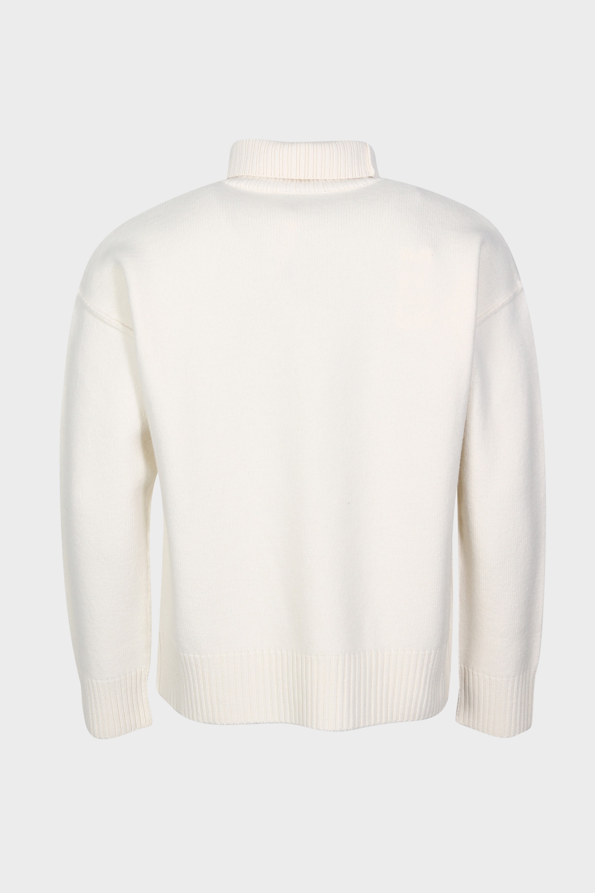 AMI PARIS de Coeur Turtleneck Knit Pullover in Off White/Black AMI PARIS de Coeur Turtleneck Knit Pullover in Off White/Black