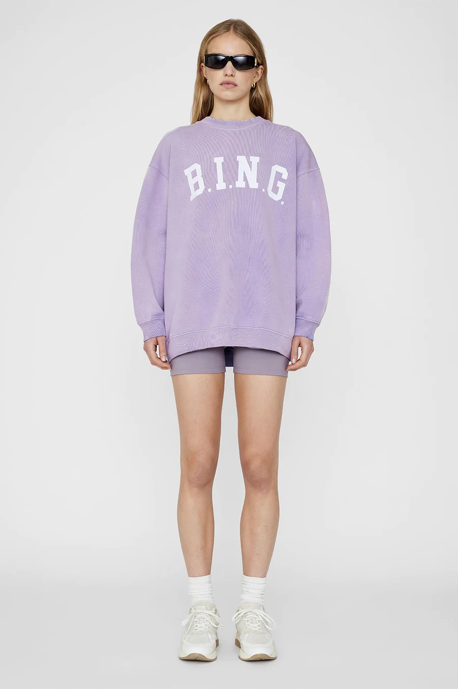 ANINE BING Tyler Sweatshirt Washed Lavender S