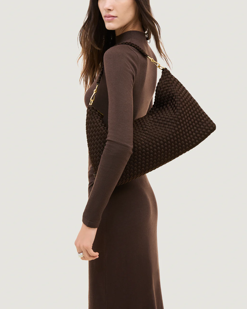 NAGHEDI Handwoven Porto Half-Moon in Chocolate