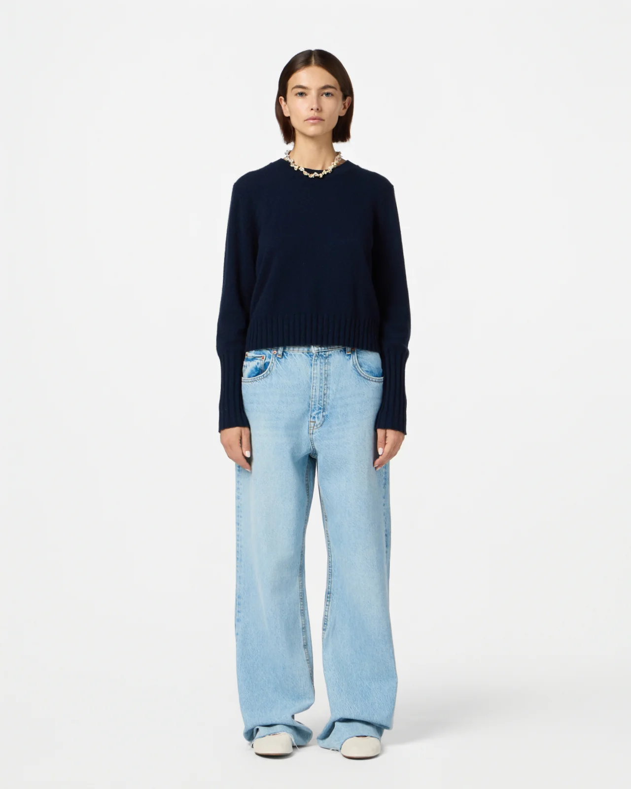 GUEST IN RESIDENCE Shrunken Crewneck Sweater in Midnight L