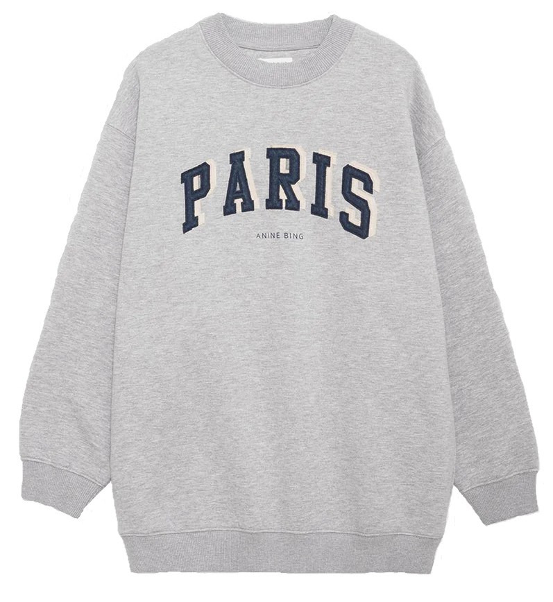 ANINE BING Tyler Sweatshirt Paris in Heather Grey