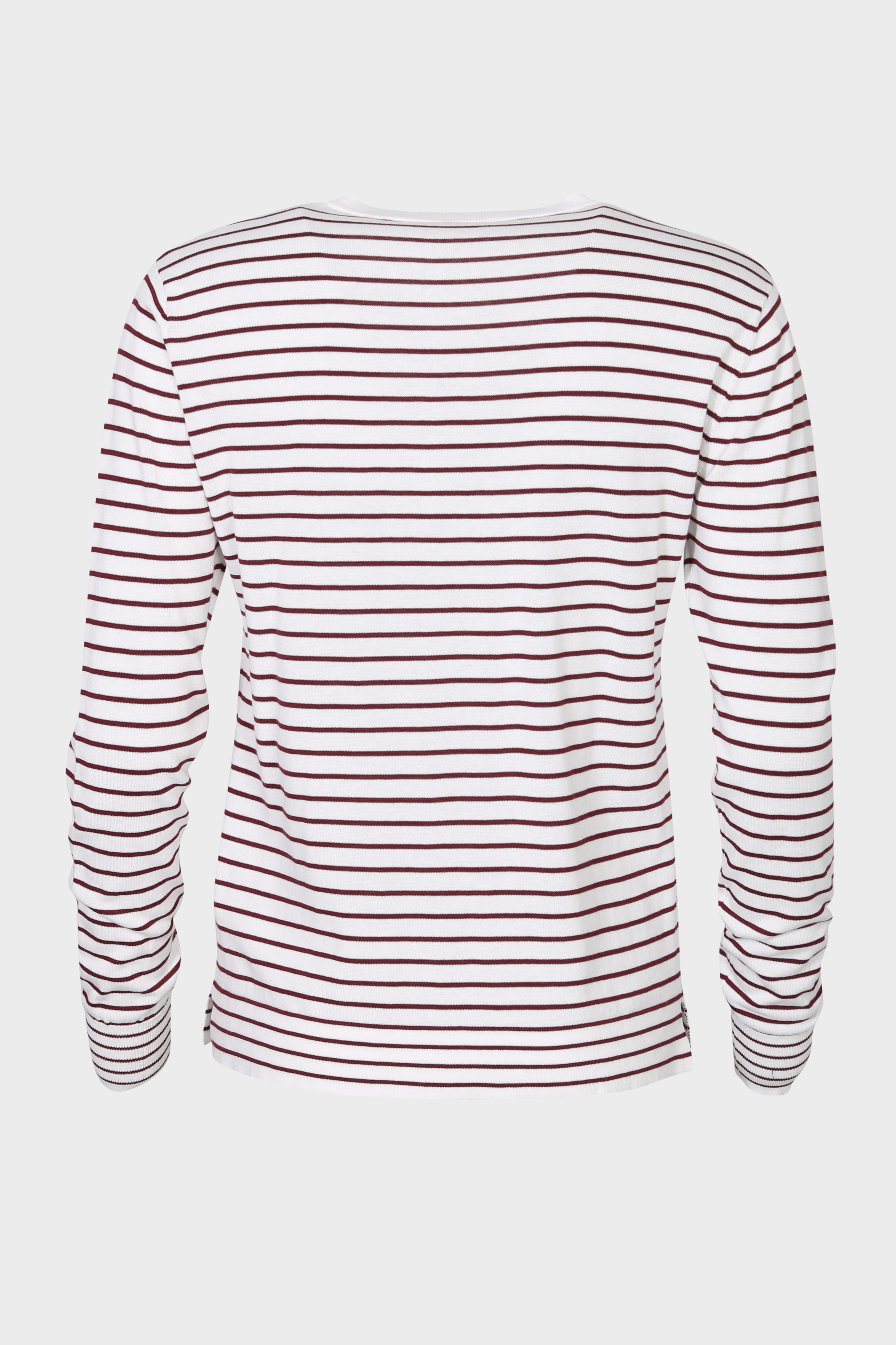 ASPESI Striped Cotton Sweater White/Bordeaux IT40 / DE34