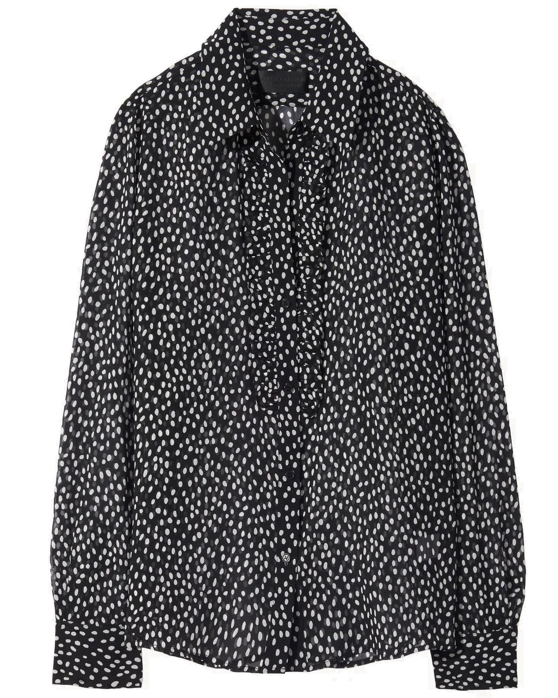 NILI LOTAN Oriane Ruffle Silk Shirt in Irreg Dots L