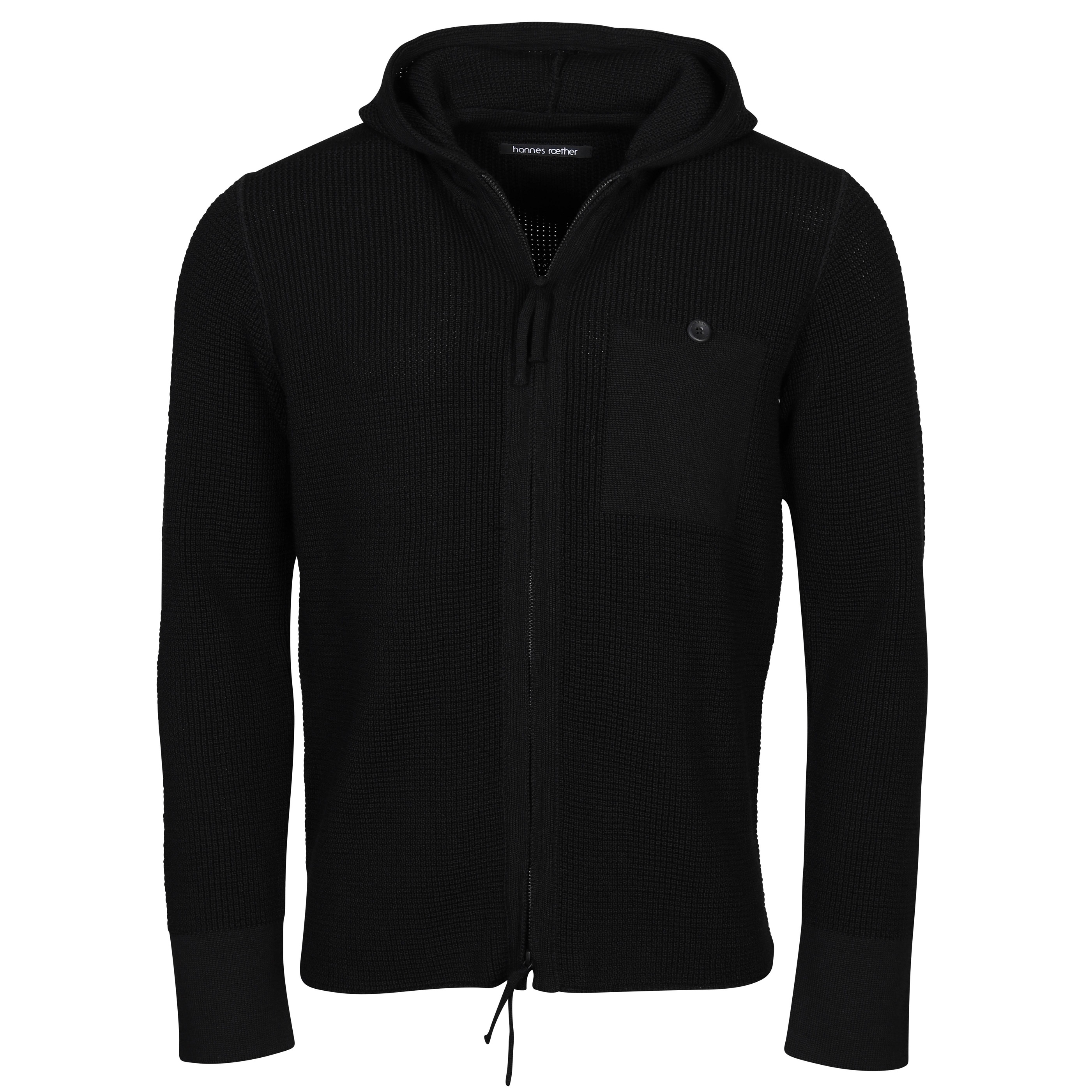 Hannes Roether Knit Zip Hoodie in Black