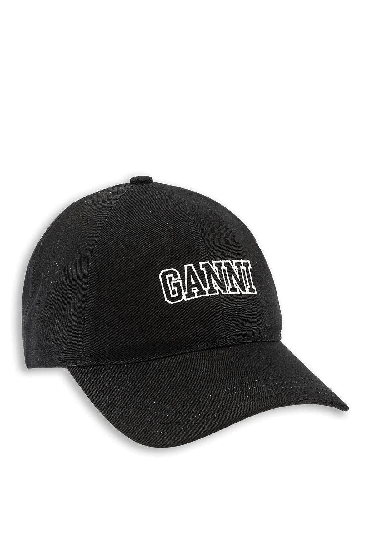 GANNI Cap in Black/Phantom