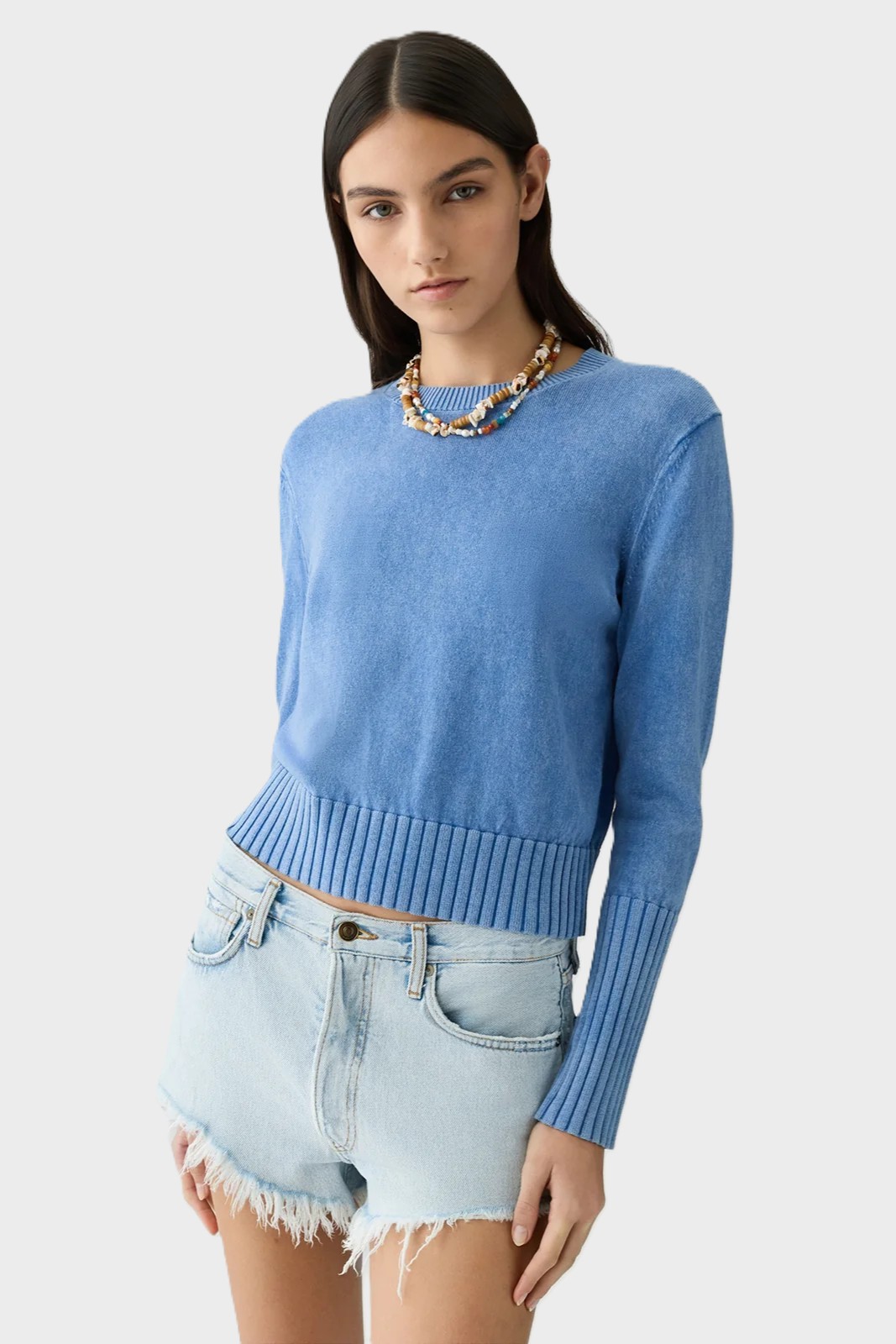 GUEST IN RESIDENCE Shrunken Crew Sweater Sunwash Blue