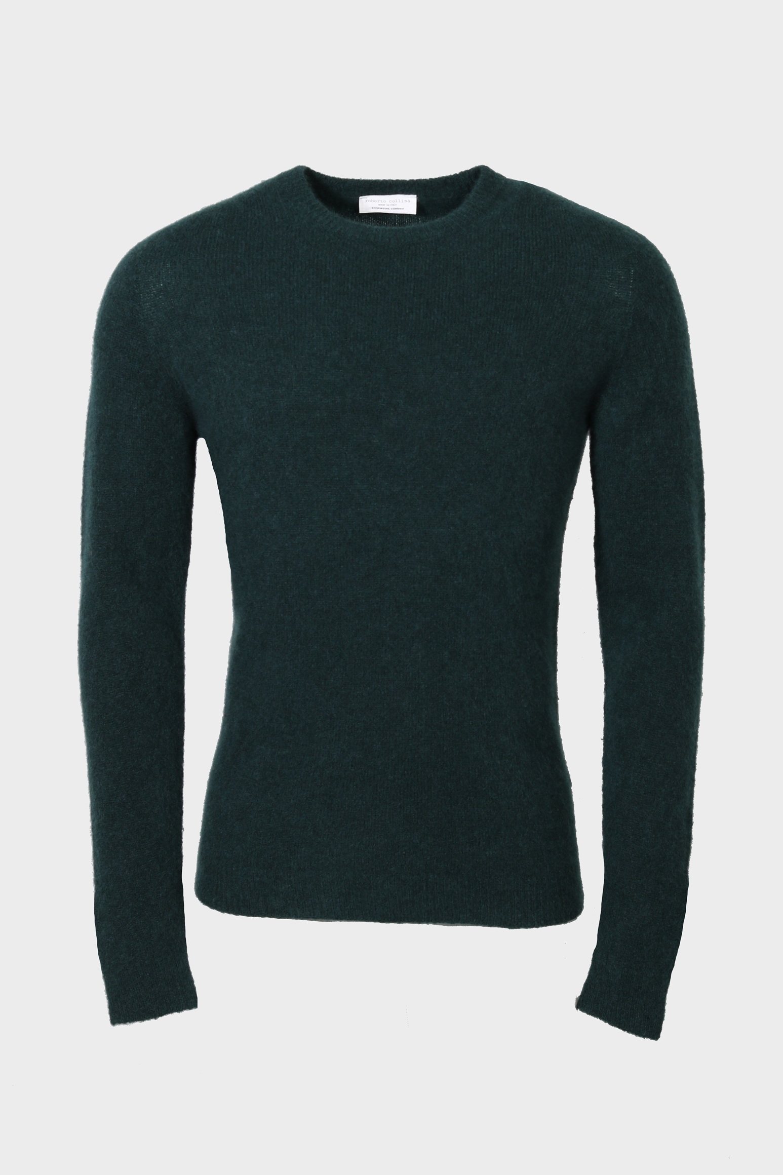 ROBERTO COLLINA Fluffy Cashmere Silk Sweater in Bottle Green