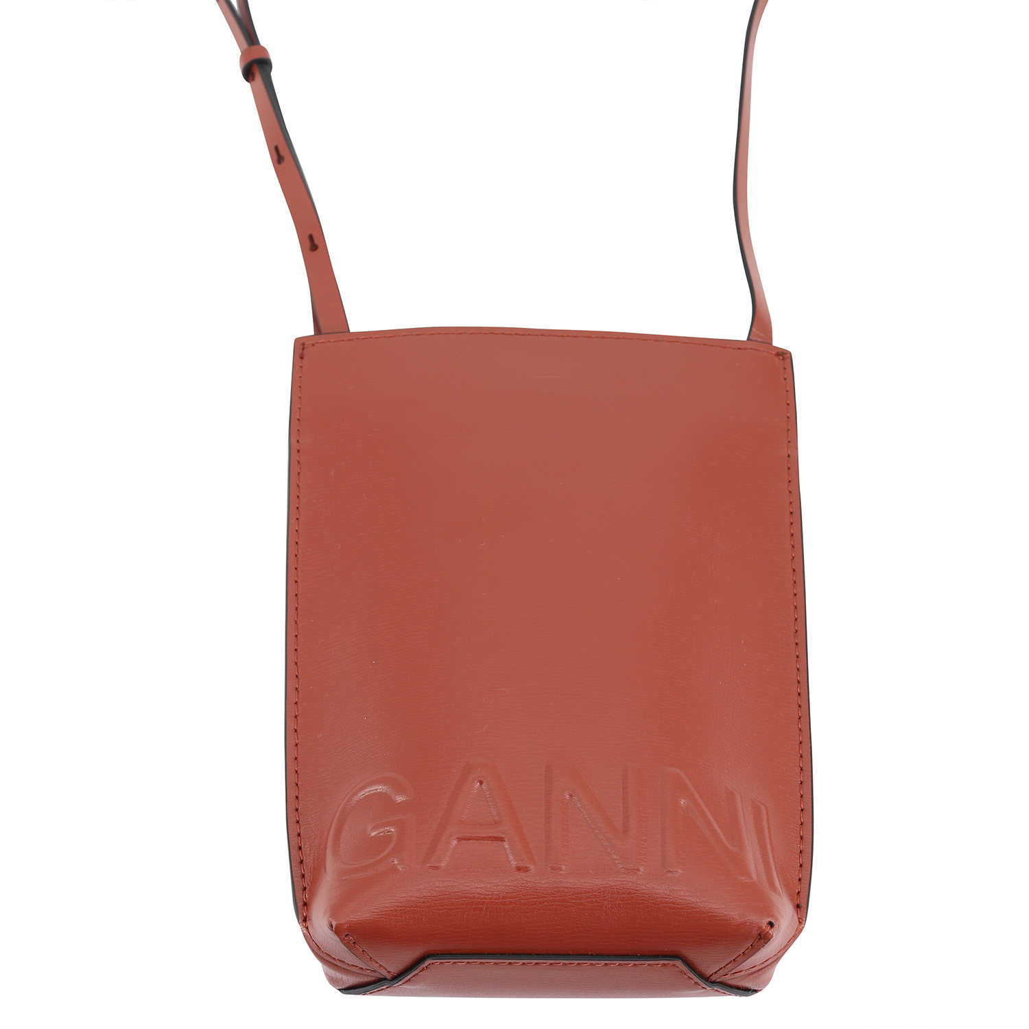 Ganni Recycled Leather Small Crossbody Bag Madder Brown