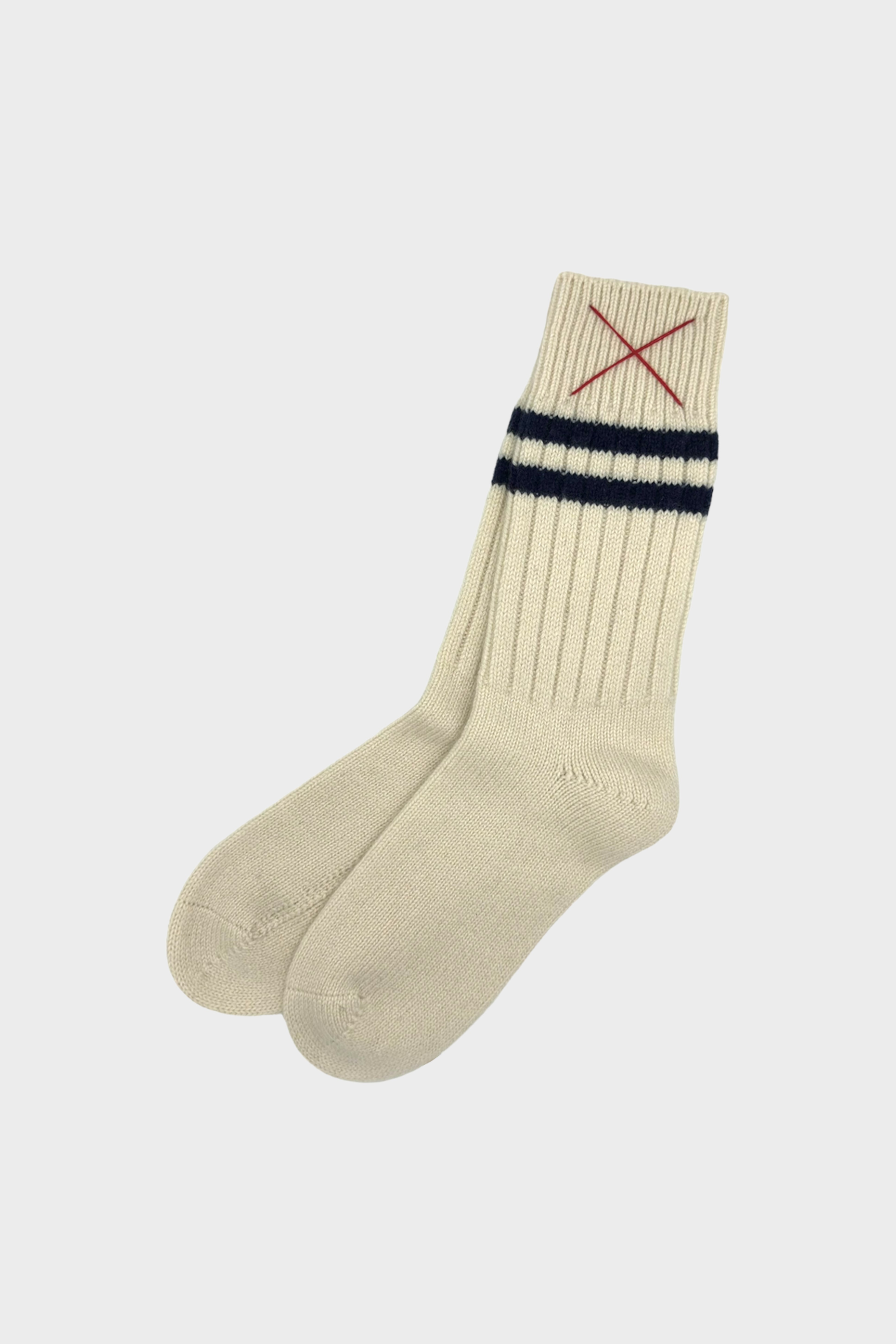 MELL-O Sport Cashmere Socks in Off White/Indigo