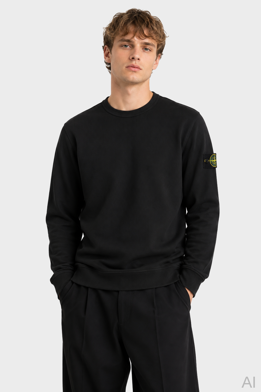 STONE ISLAND Rib Sweatshirt in Black