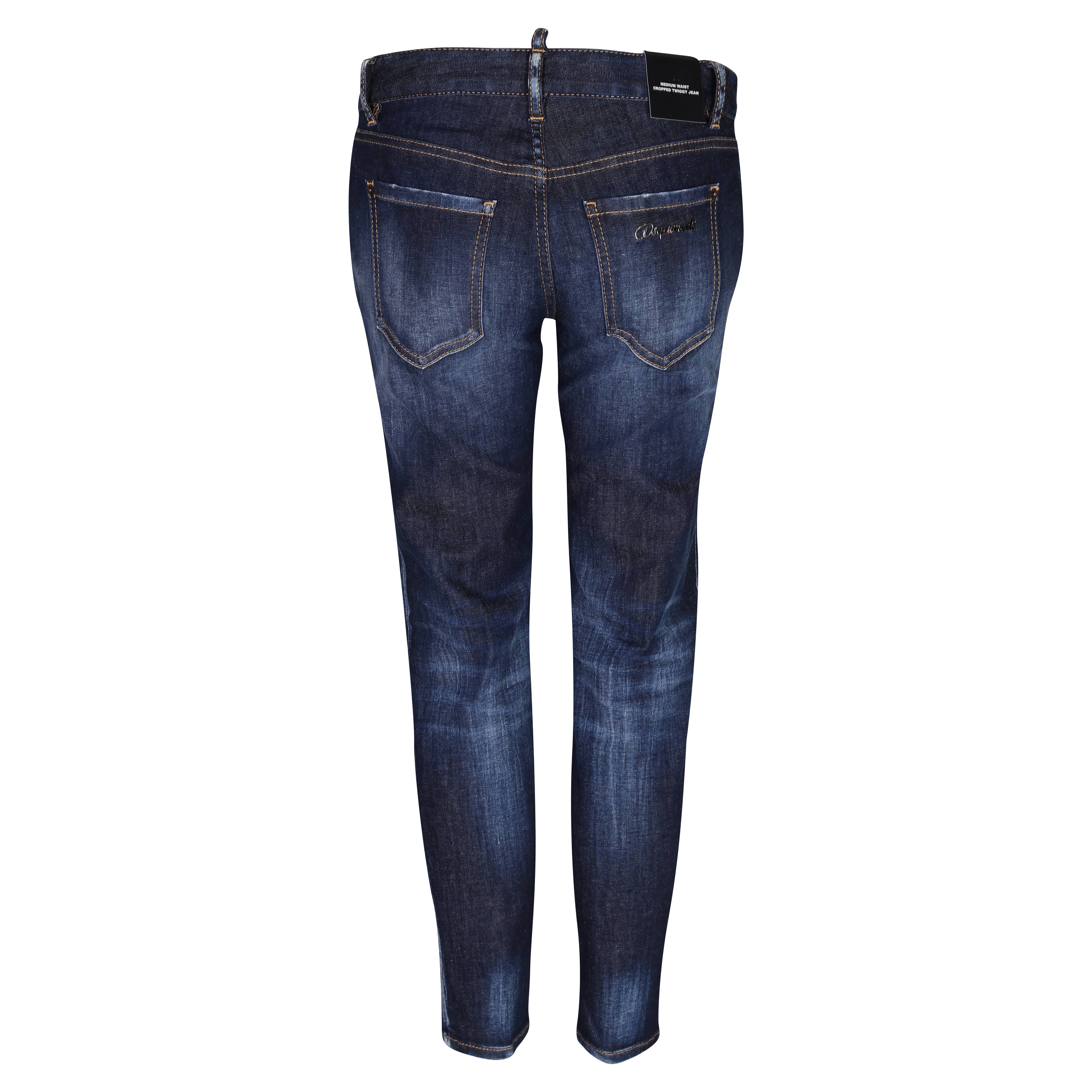 Dsquared Jeans Medium Waist Cropped Twiggy Jean Blue Washed