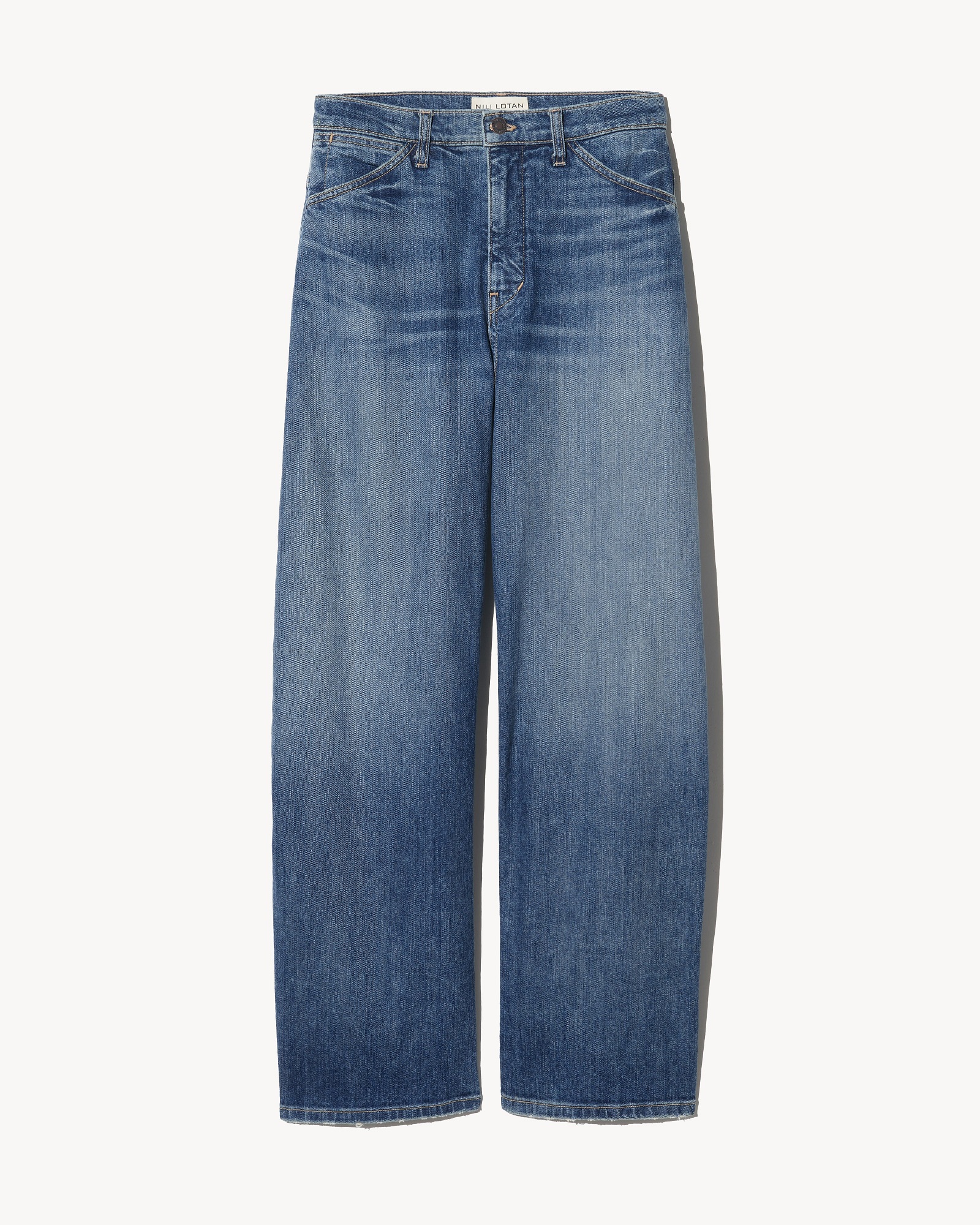 NILI LOTAN Wide Leg Cropped Jeans in Classic Wash