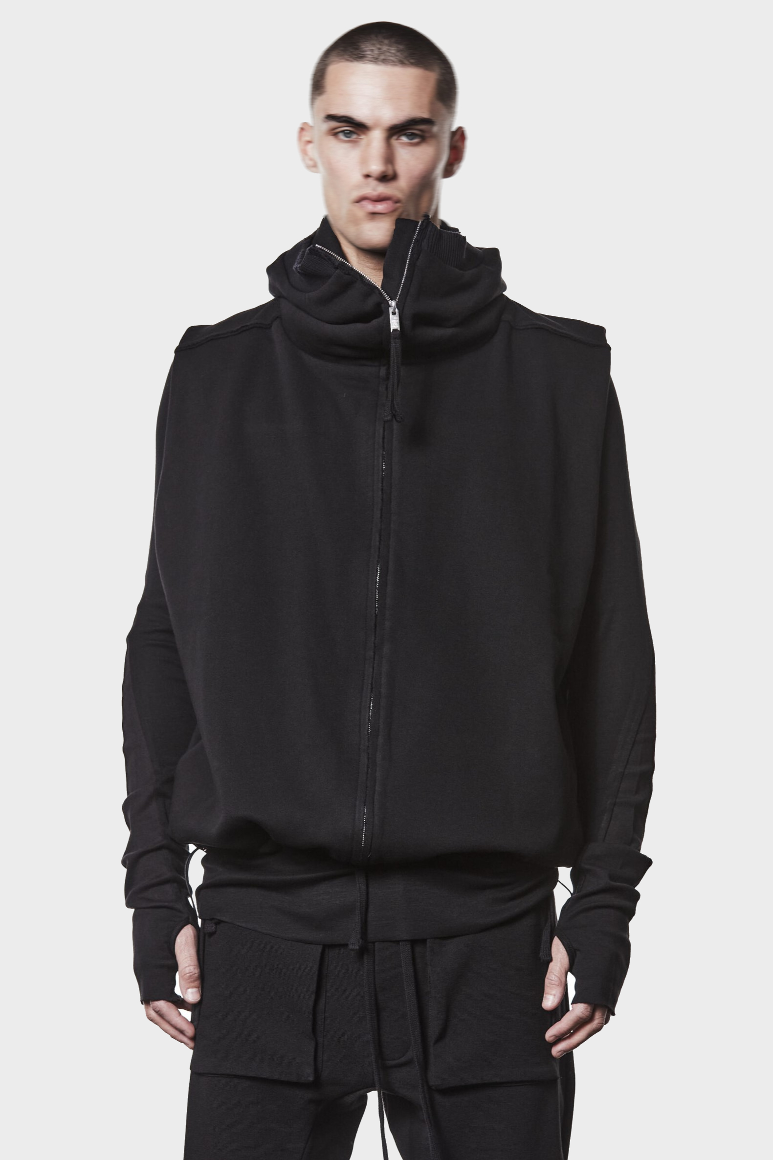 THOM KROM Hodded Vest in Black THOM KROM Hodded Vest in Black