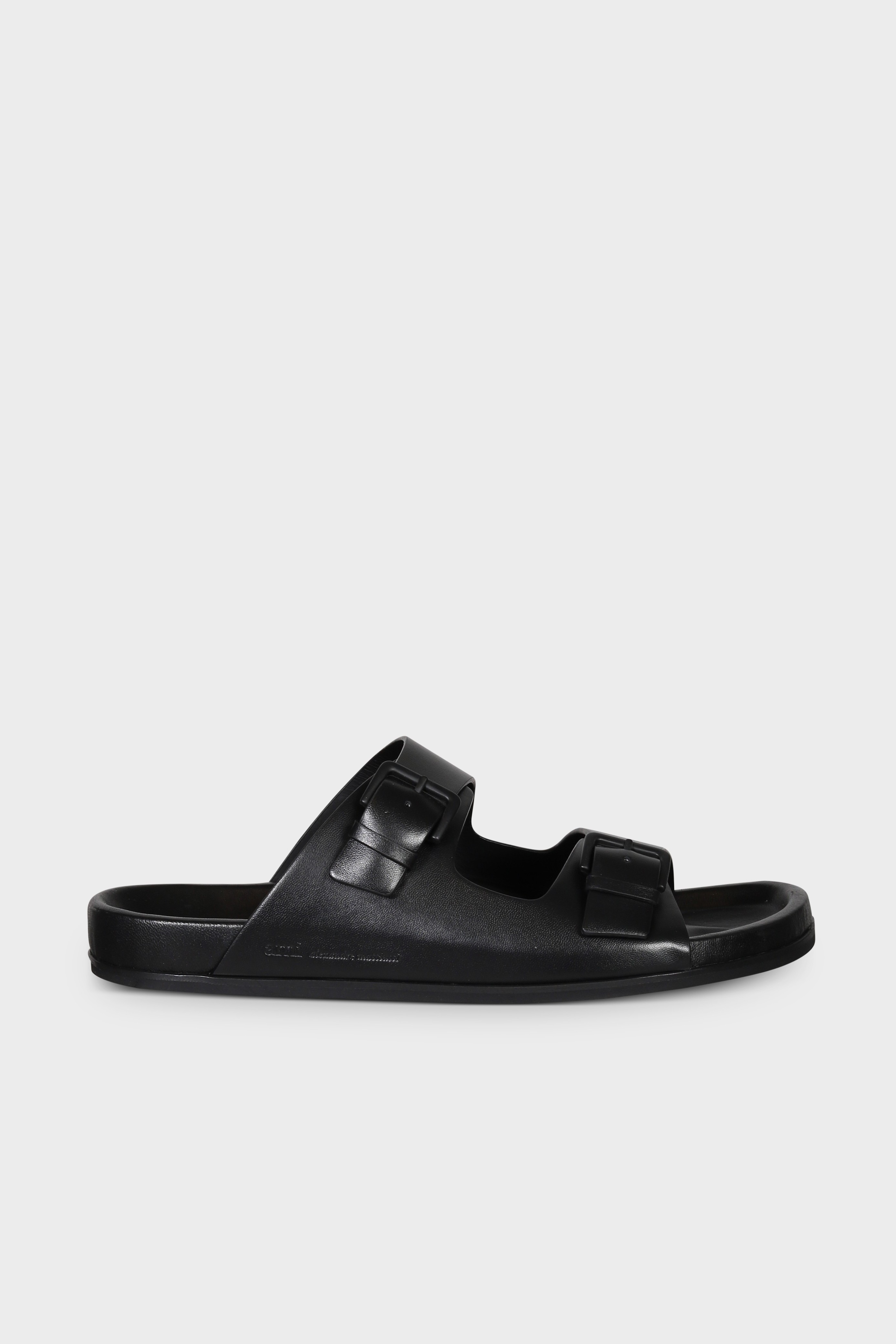 AMI PARIS Leather Sandals in Black