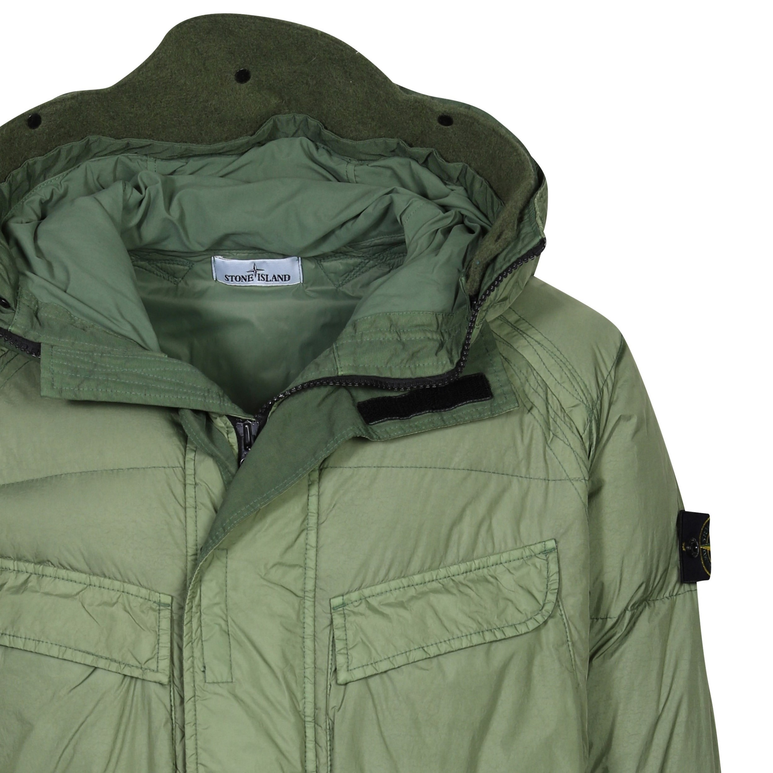 Stone Island Garment Dyed Crincle Reps Ny Down Parka in Olive