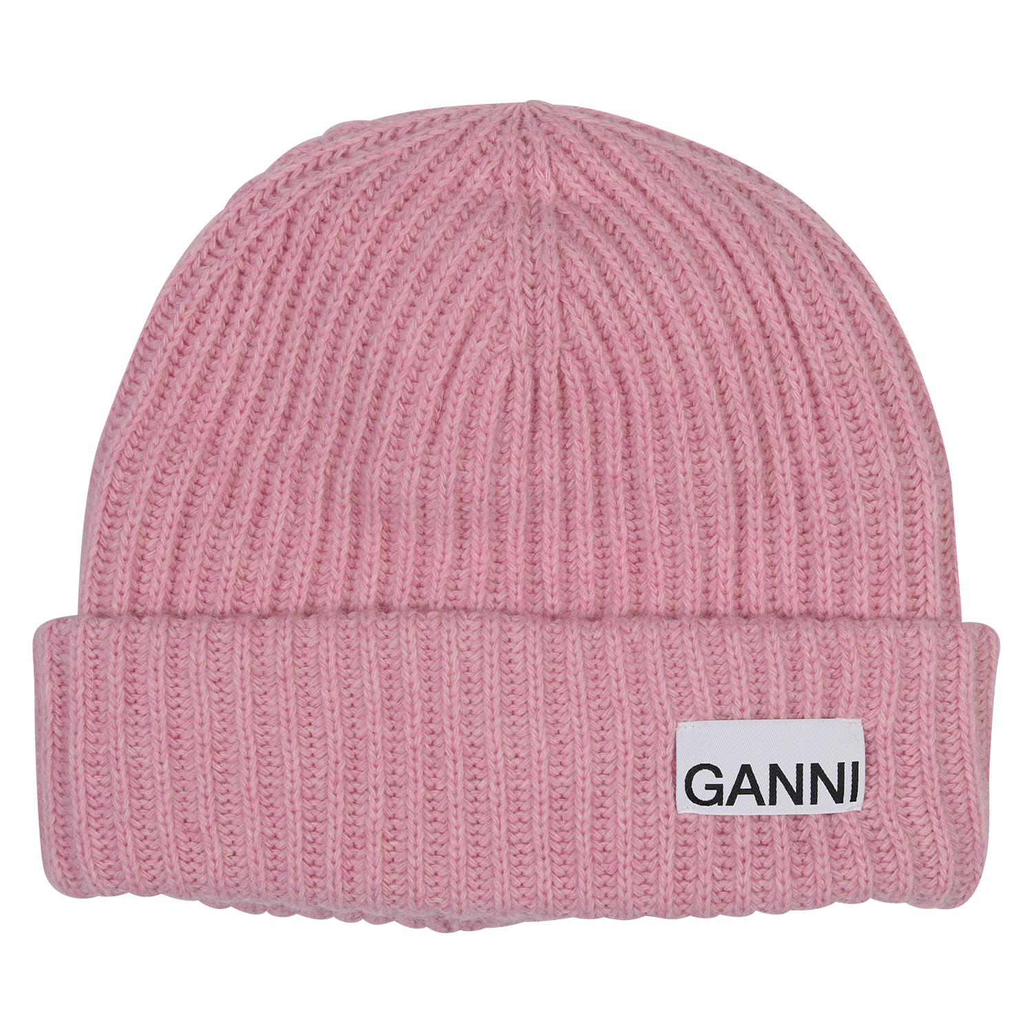 Ganni Recycled Wool Knit Beanie in Pink Nectar