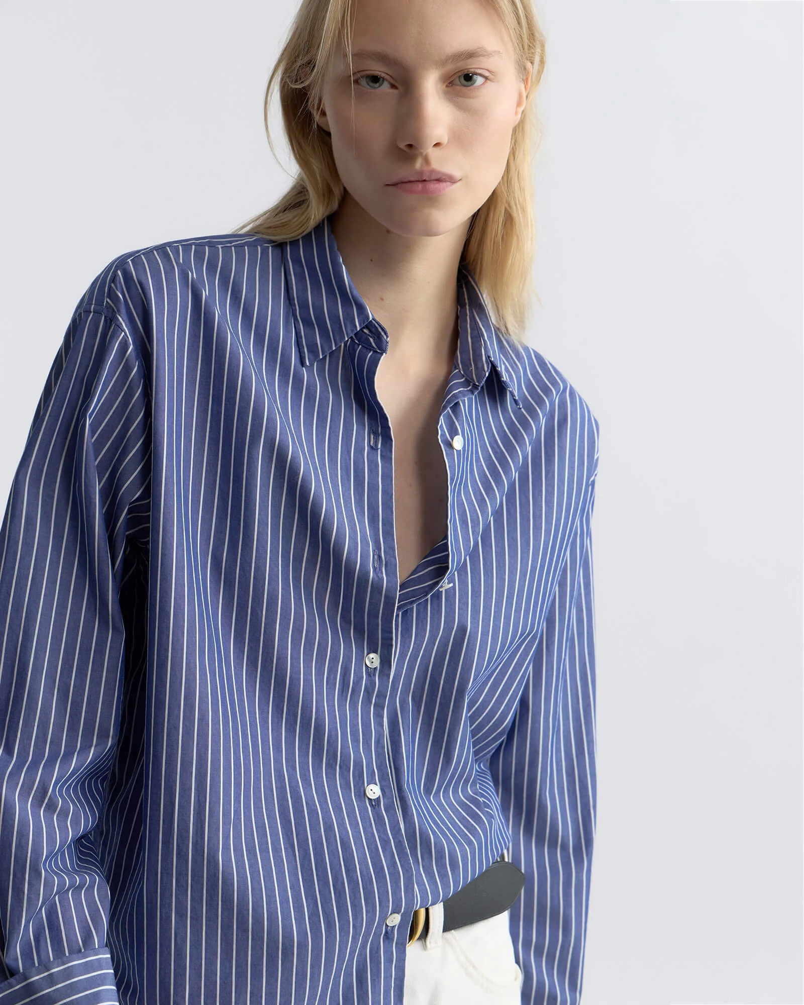 NILI LOTAN Striped Yorke Shirt Blue L
