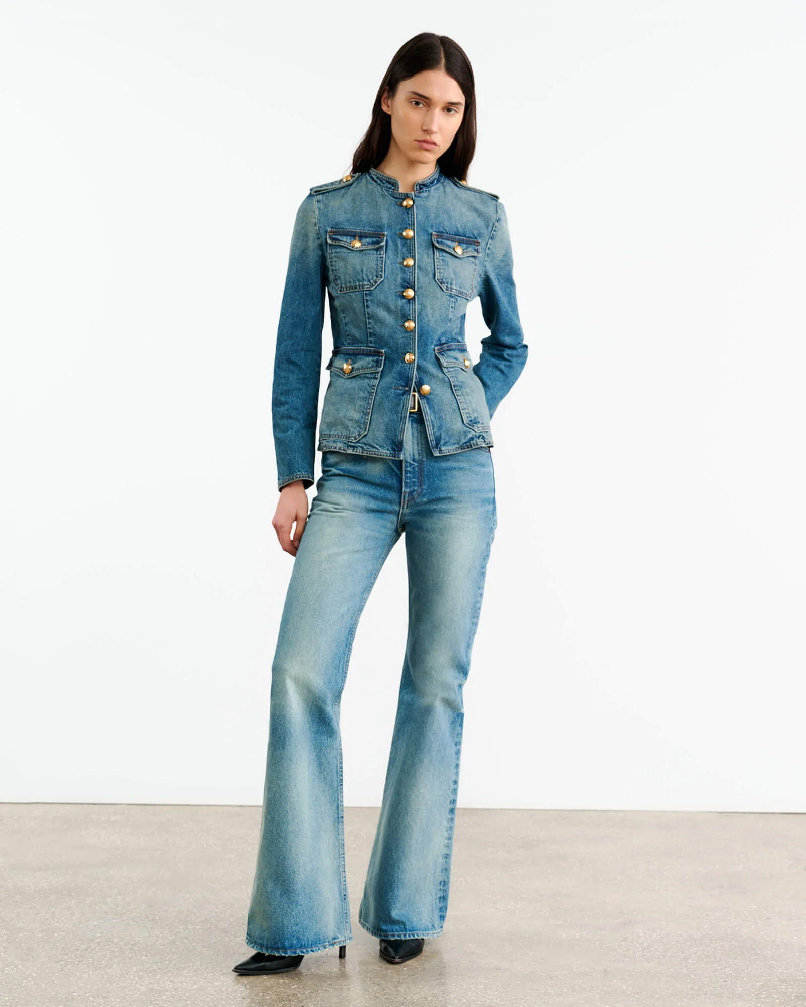 NILI LOTAN Geraldine Denim Jacket in Simon Wash NILI LOTAN Geraldine Denim Jacket in Simon Wash