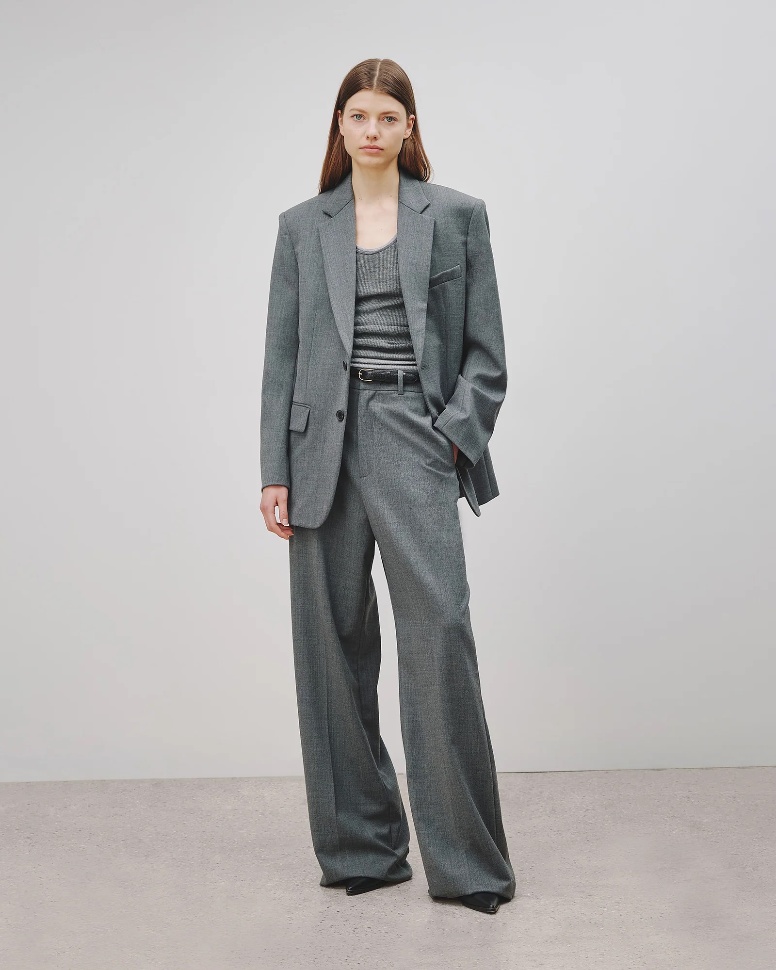 NILI LOTAN Boyfriend Jacket in Heather Grey M/US4