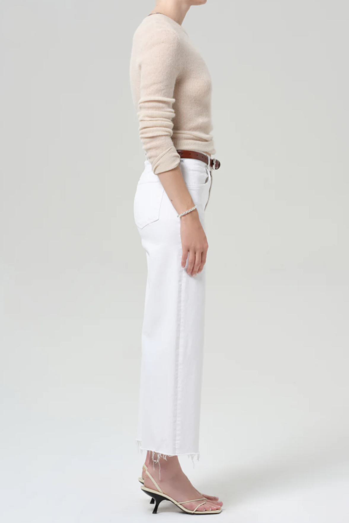 CITIZENS OF HUMANITY Lyra Wide Leg Crop Jeans in Soft White