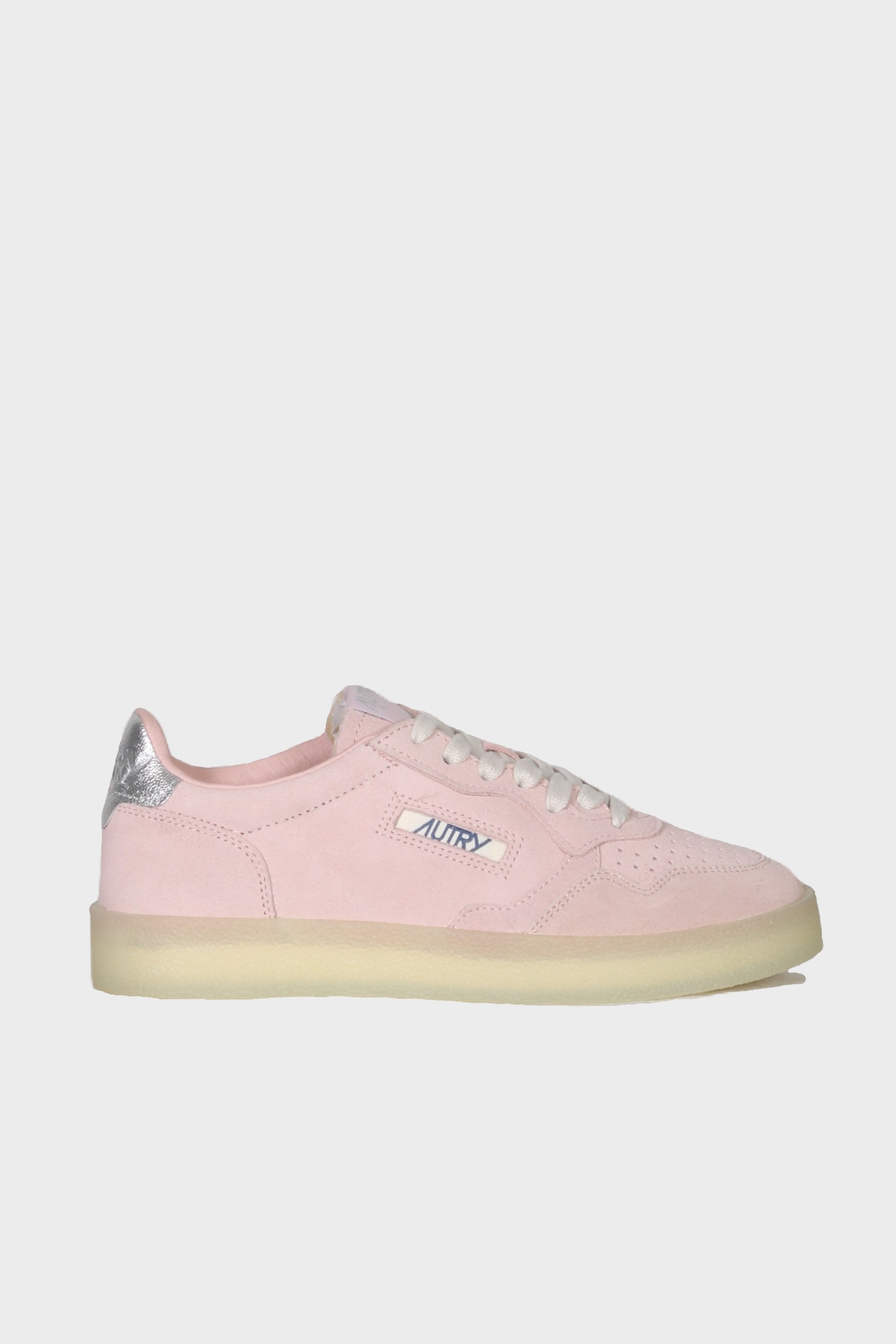 AUTRY ACTION SHOES Medalist Low Sneaker in Suede Pink/Silver