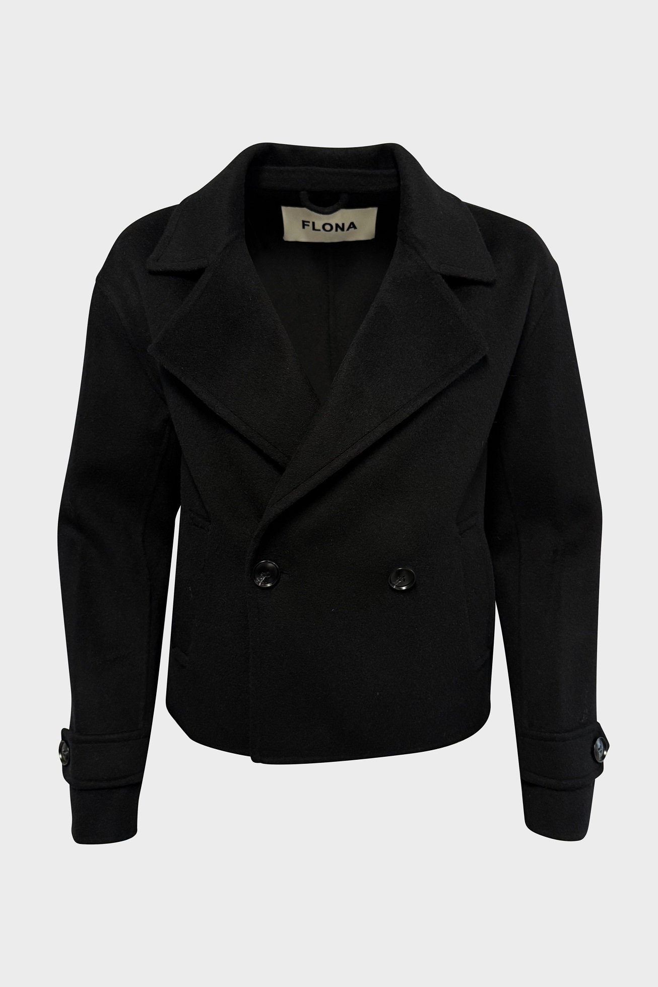 FLONA Cropped Caban Jacket in Black