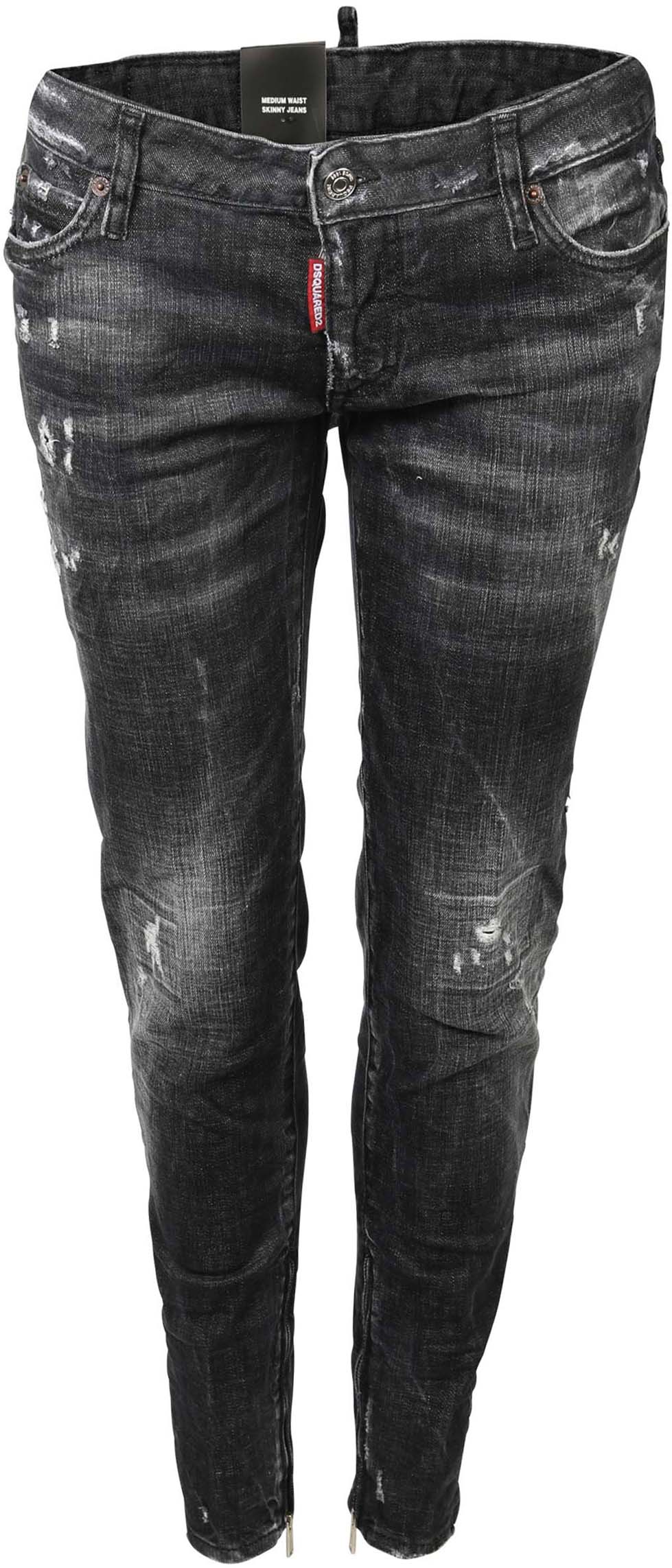 Dsquared Jeans Medium Waist Skinny Washed Black