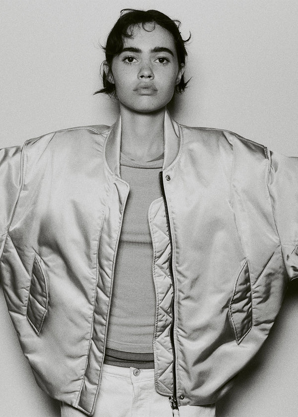 AGOLDE Nisa Bomber Jacket in Oystergrey M