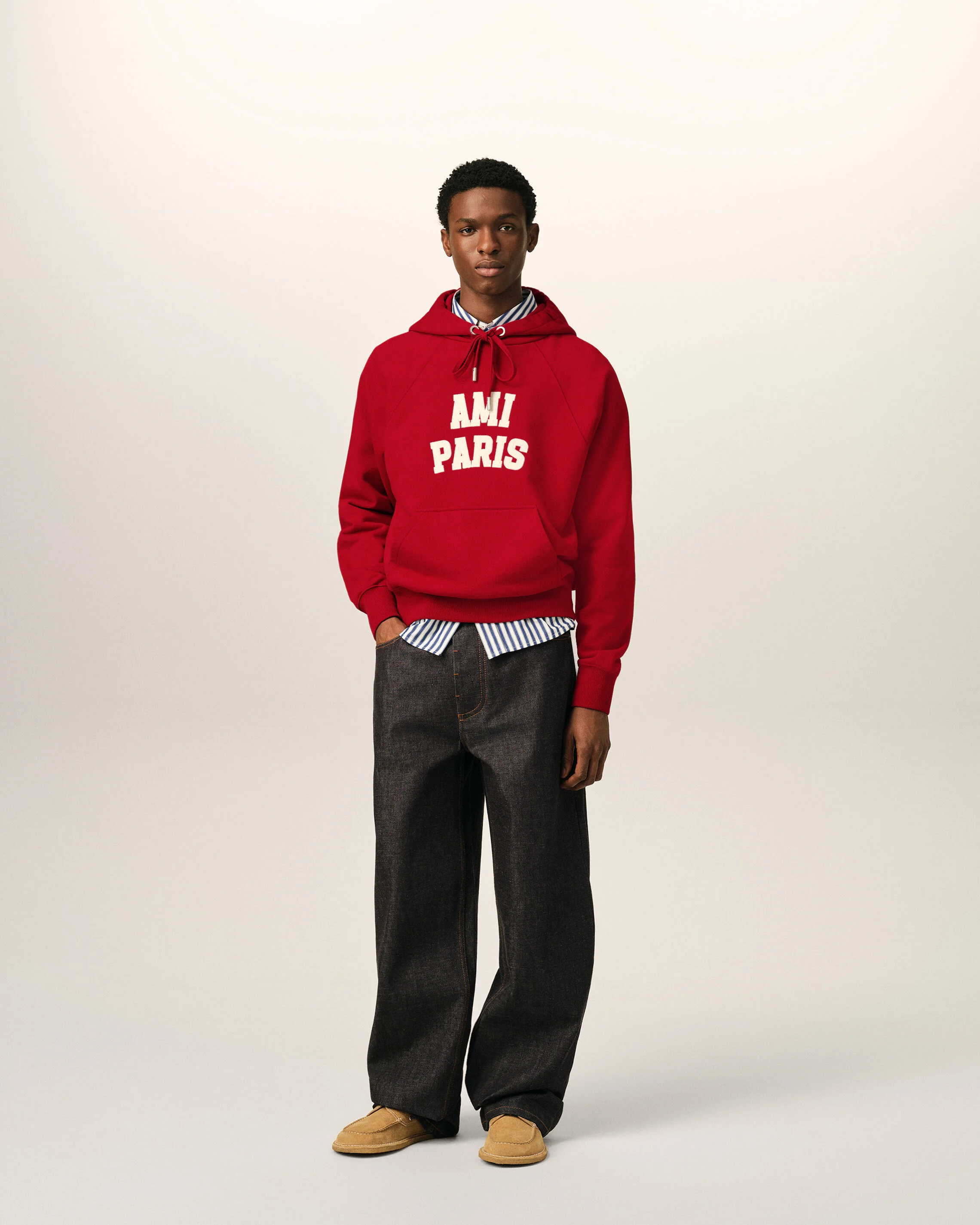 AMI PARIS Hoodie in Ruby Red