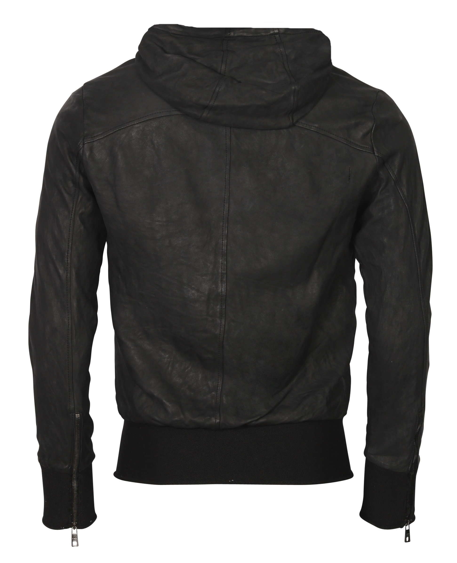 Giorgio Brato Hooded Leather Jacket Black