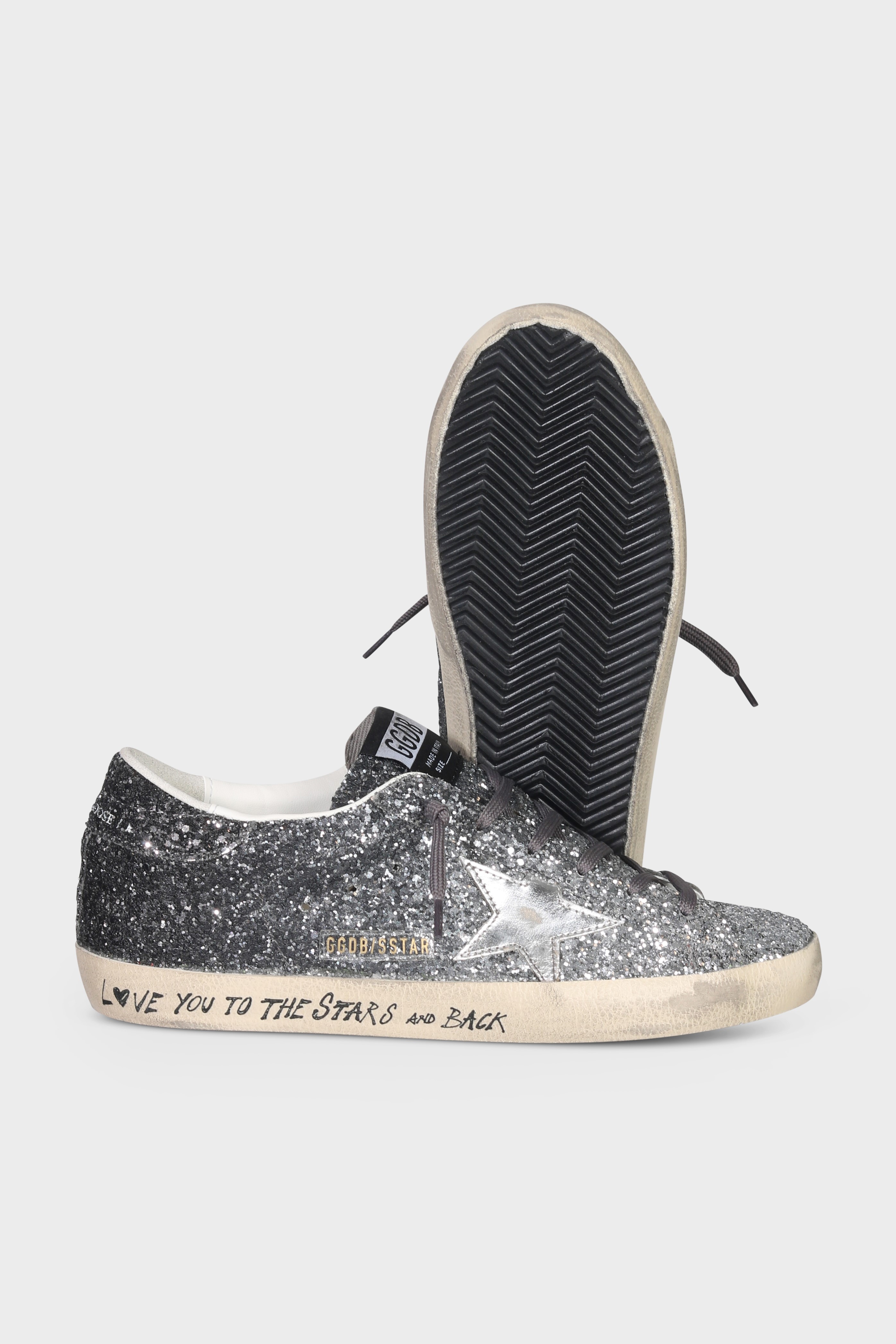GOLDEN GOOSE Super-Star Glitter in Silver/Black