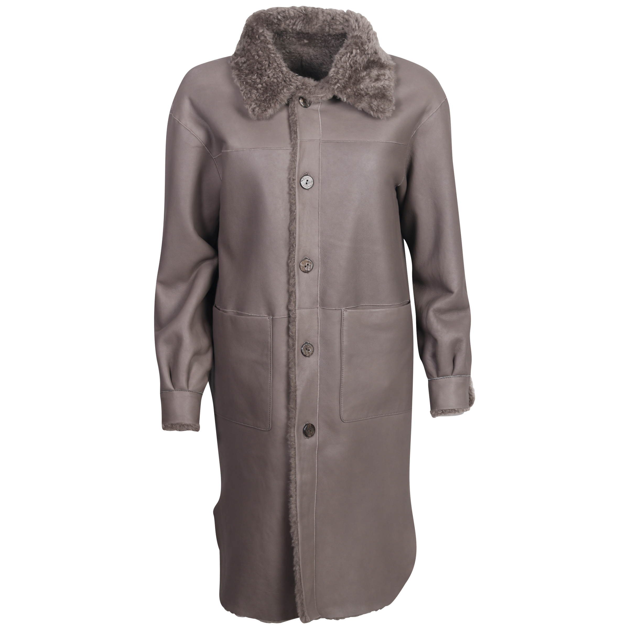 Giorgio Brato Reversible Lamb Leather Coat in Taupe